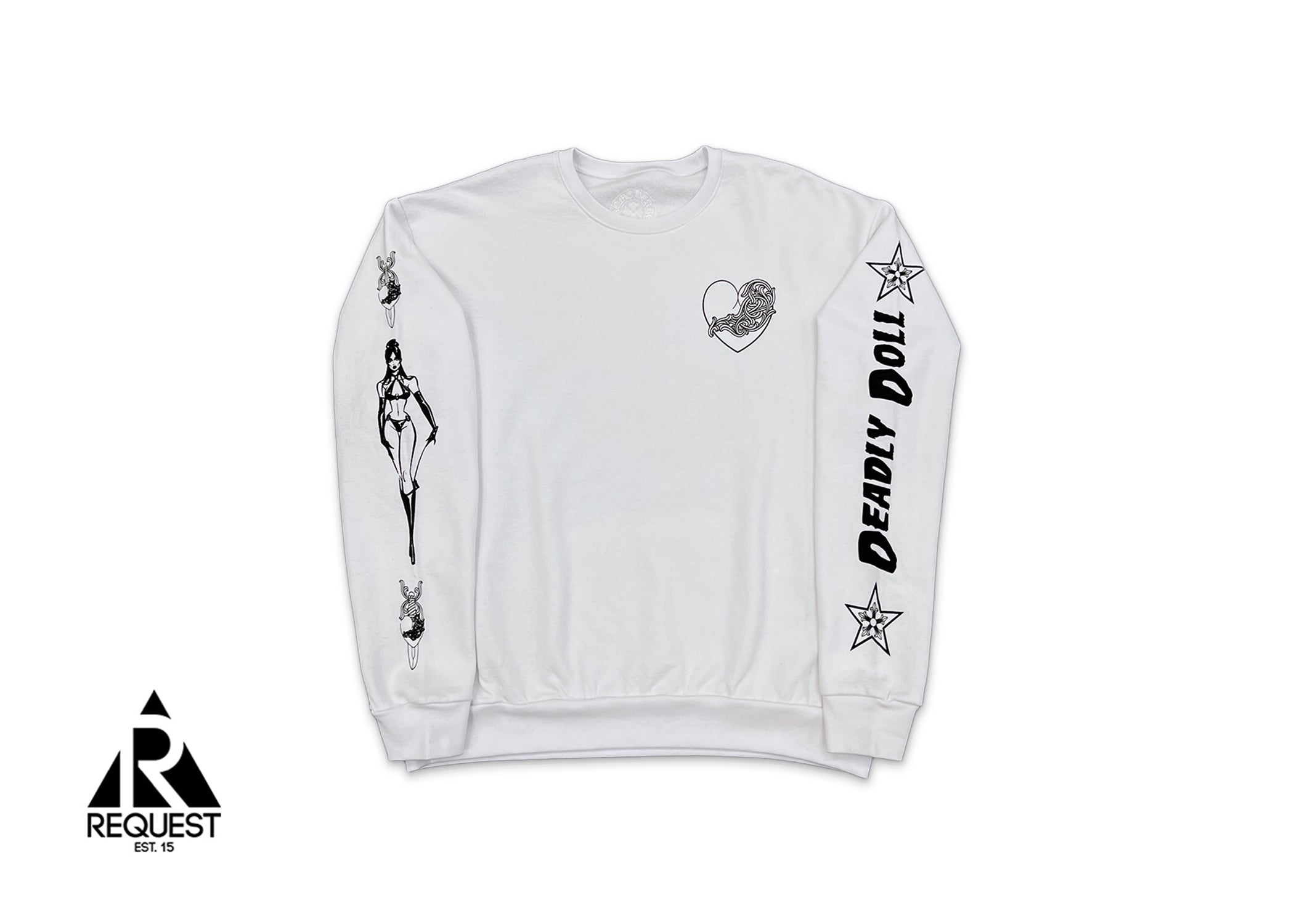 Deadly Doll Vine Heart Crewneck "White"