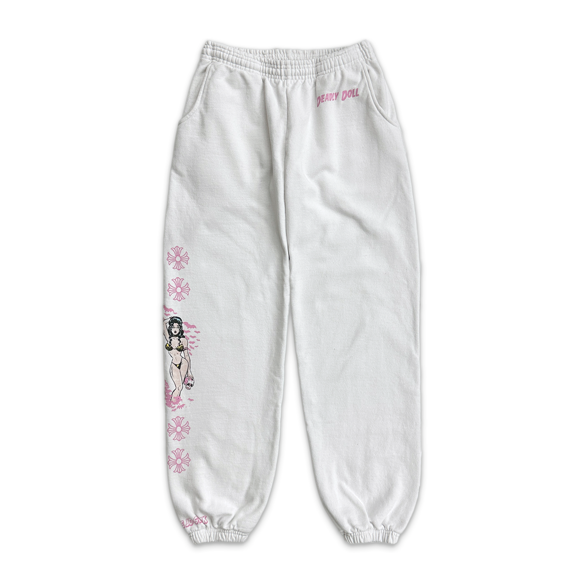 Deadly Doll Sweatpants "White/Pink"