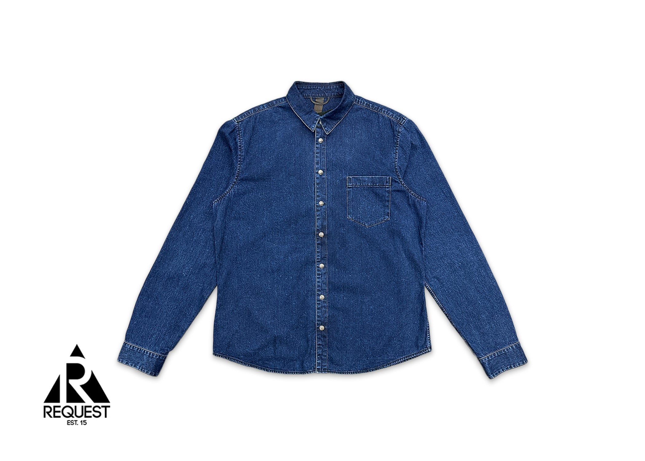 Denim Shirt w/ Black Crosses "Indigo"