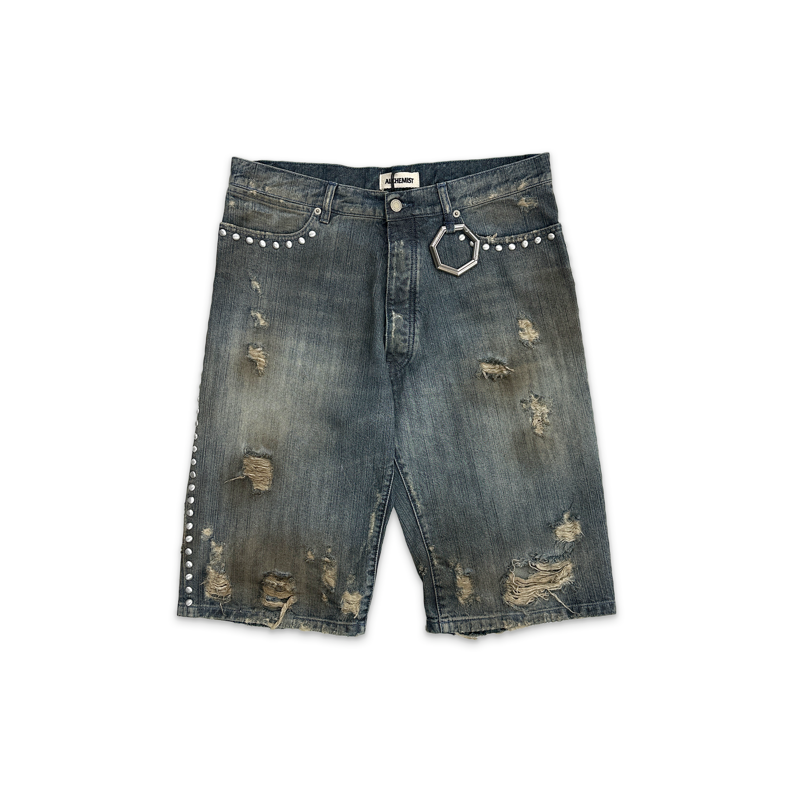Alchemist, Denim Shorts Dome Studs "Dirty Indigo"
