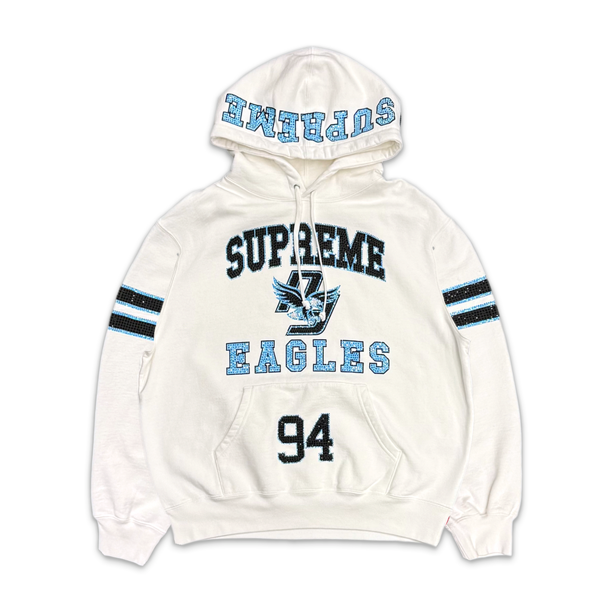 Rhinestone Eagle Hooded Sweatshirt "White"