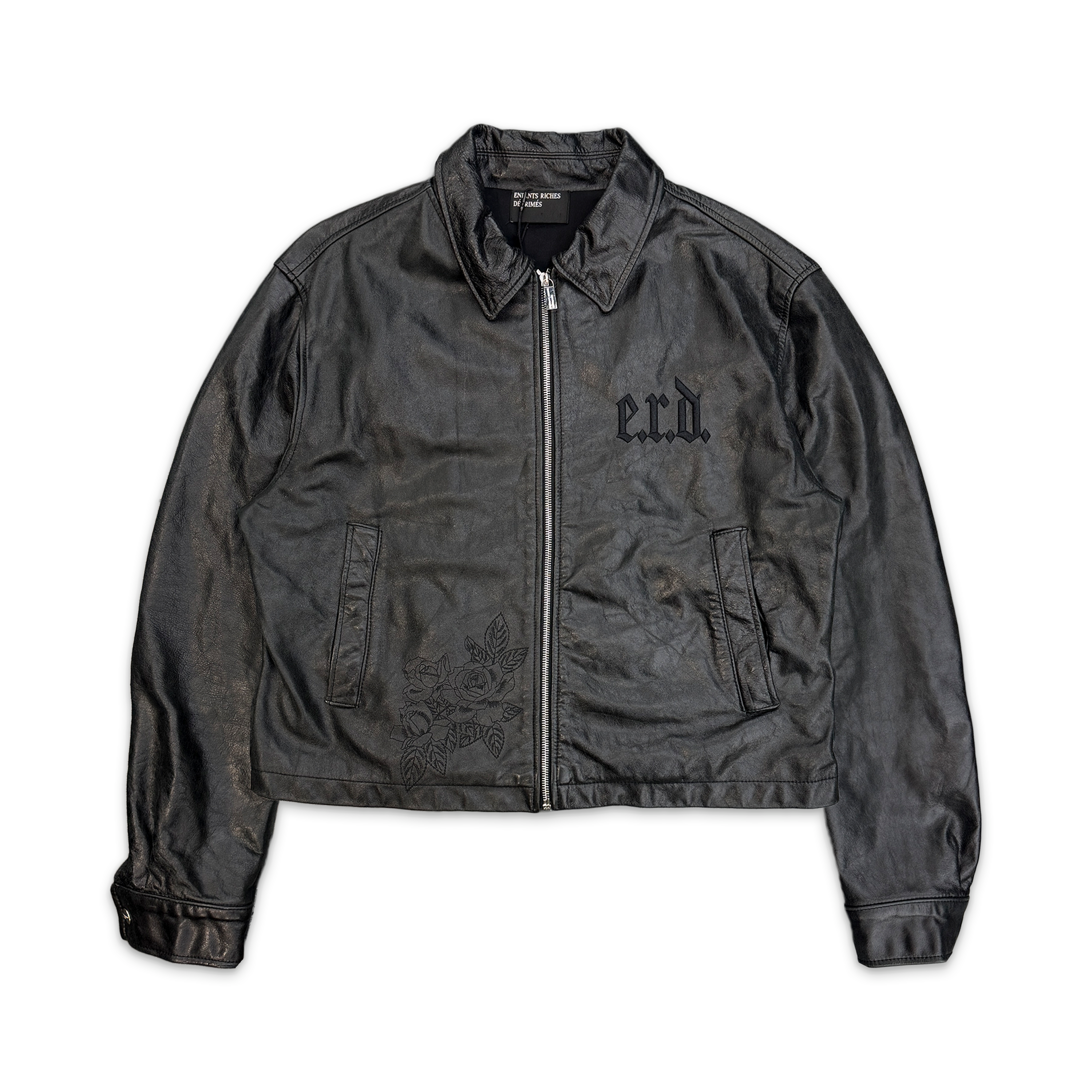 Enfants Riches Déprimes, Enfants Riches Déprimes Roses Cropped Leather Jacket "Black"