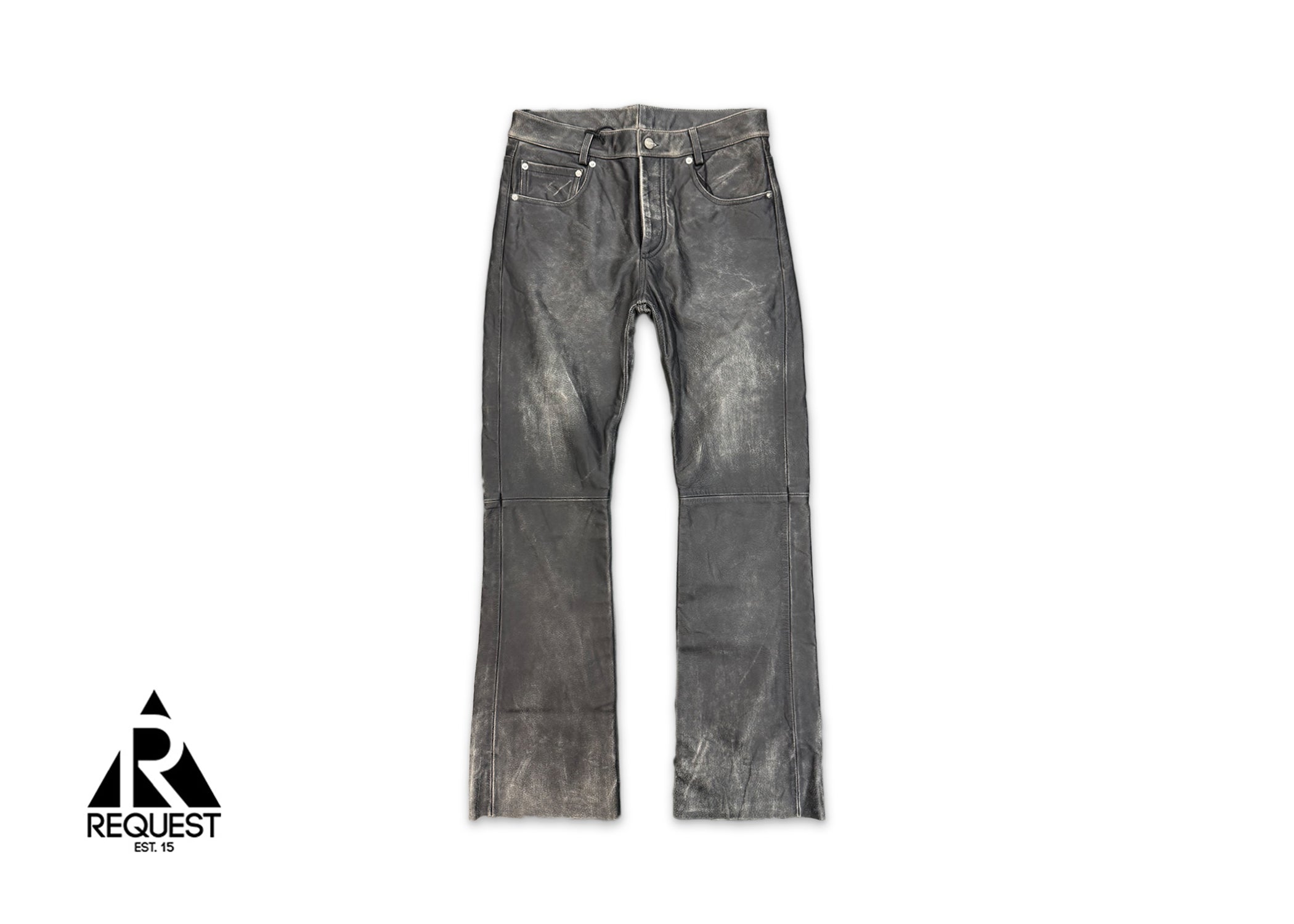 Enfants Riches Déprimes, Enfants Riches Déprimes Distressed Leather Flared Pants "Faded Black"