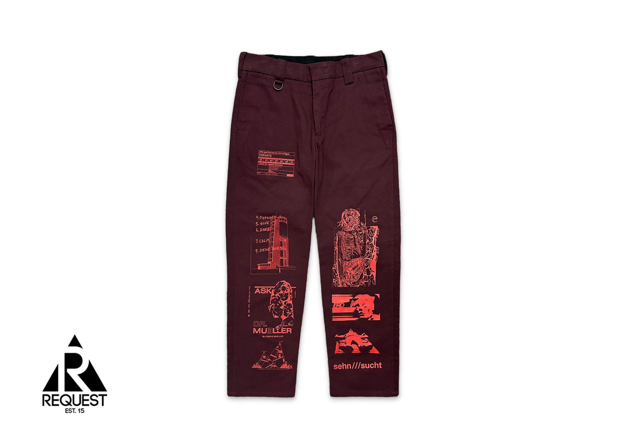 Enfants Riches Déprimes SS22 Collage Trousers "Burgundy"