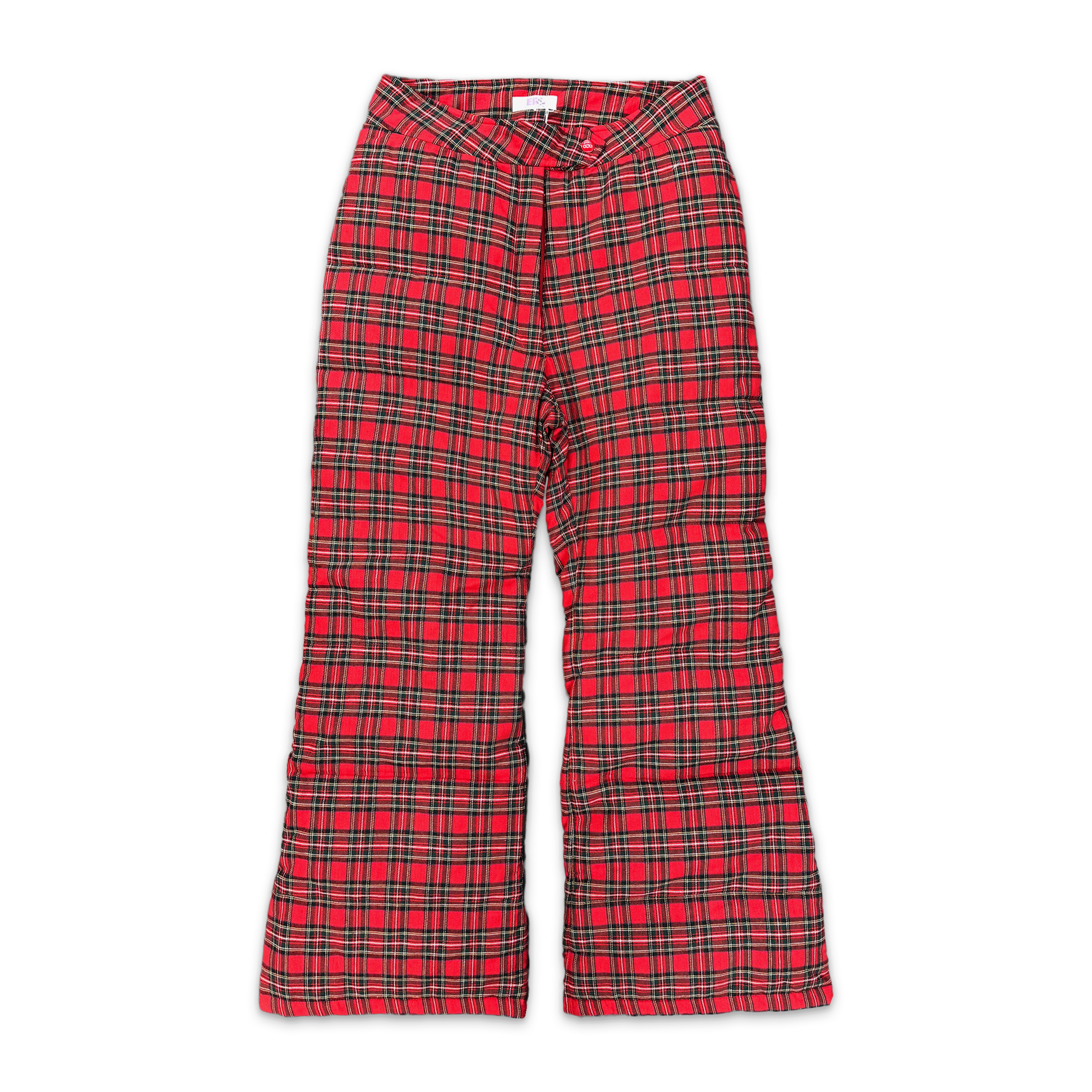 Woven Puffer Pants "Red Plaid"