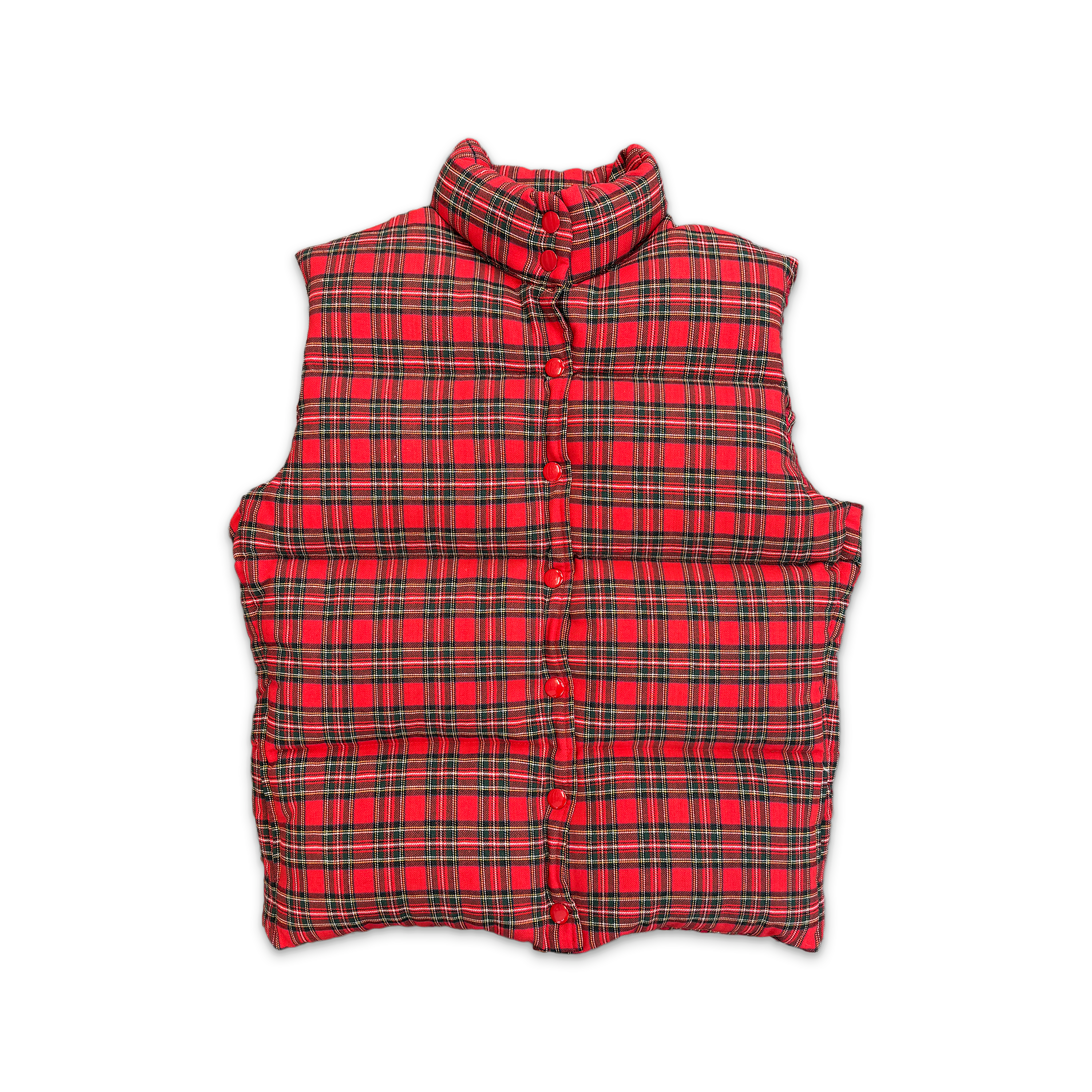 Puffer Quilted Shell Down Vest "Plaid"