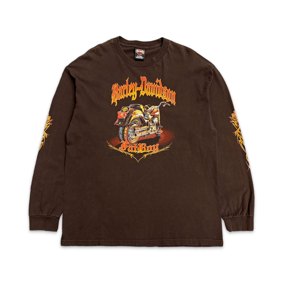 Vintage, Harley Davidson FatBoy L/S Tee "Brown/Orange"