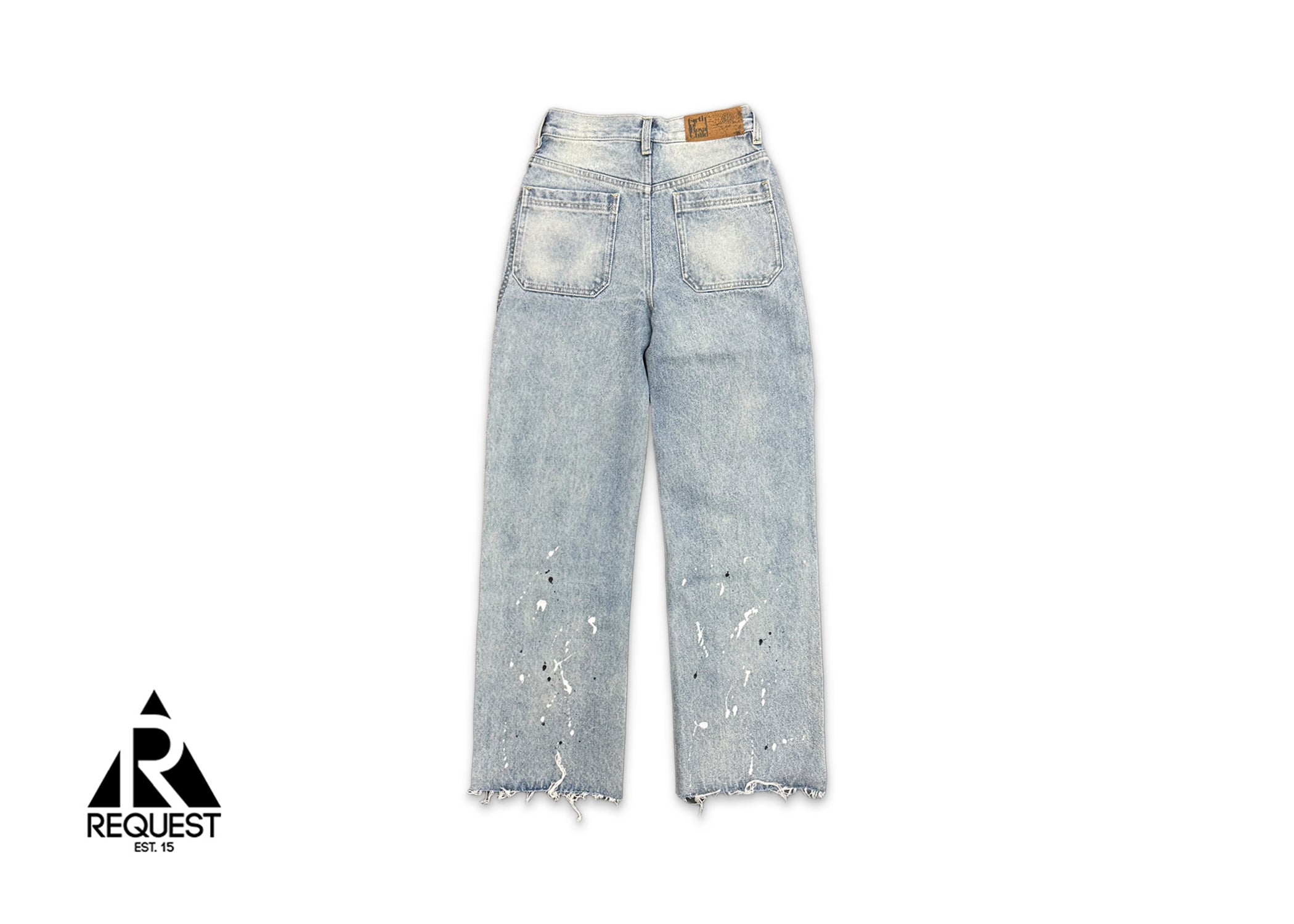 Chain Ink Print Detailed Patch Jeans "Light Wash"