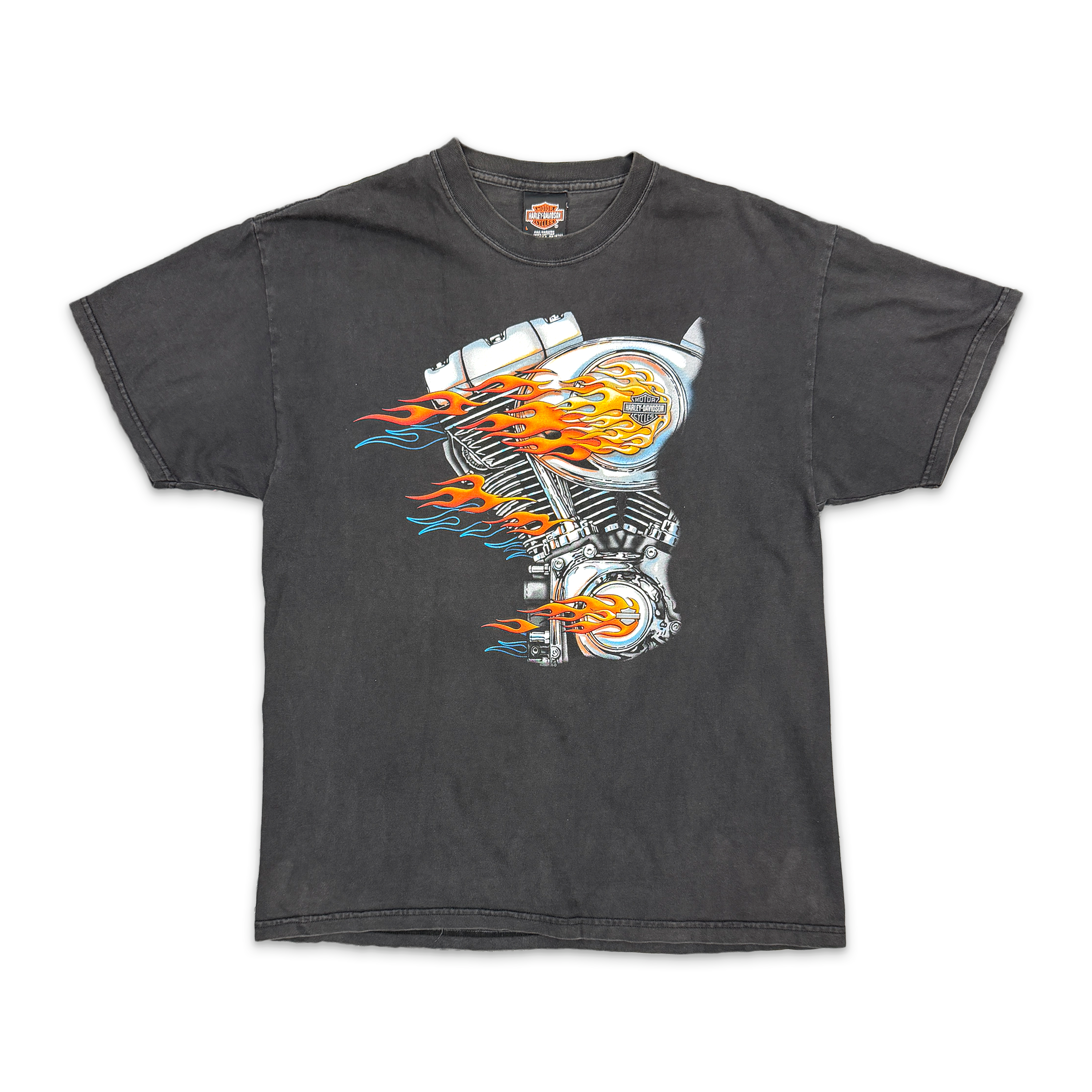 Harley Davidson Flame Engine Tee "Faded Black"