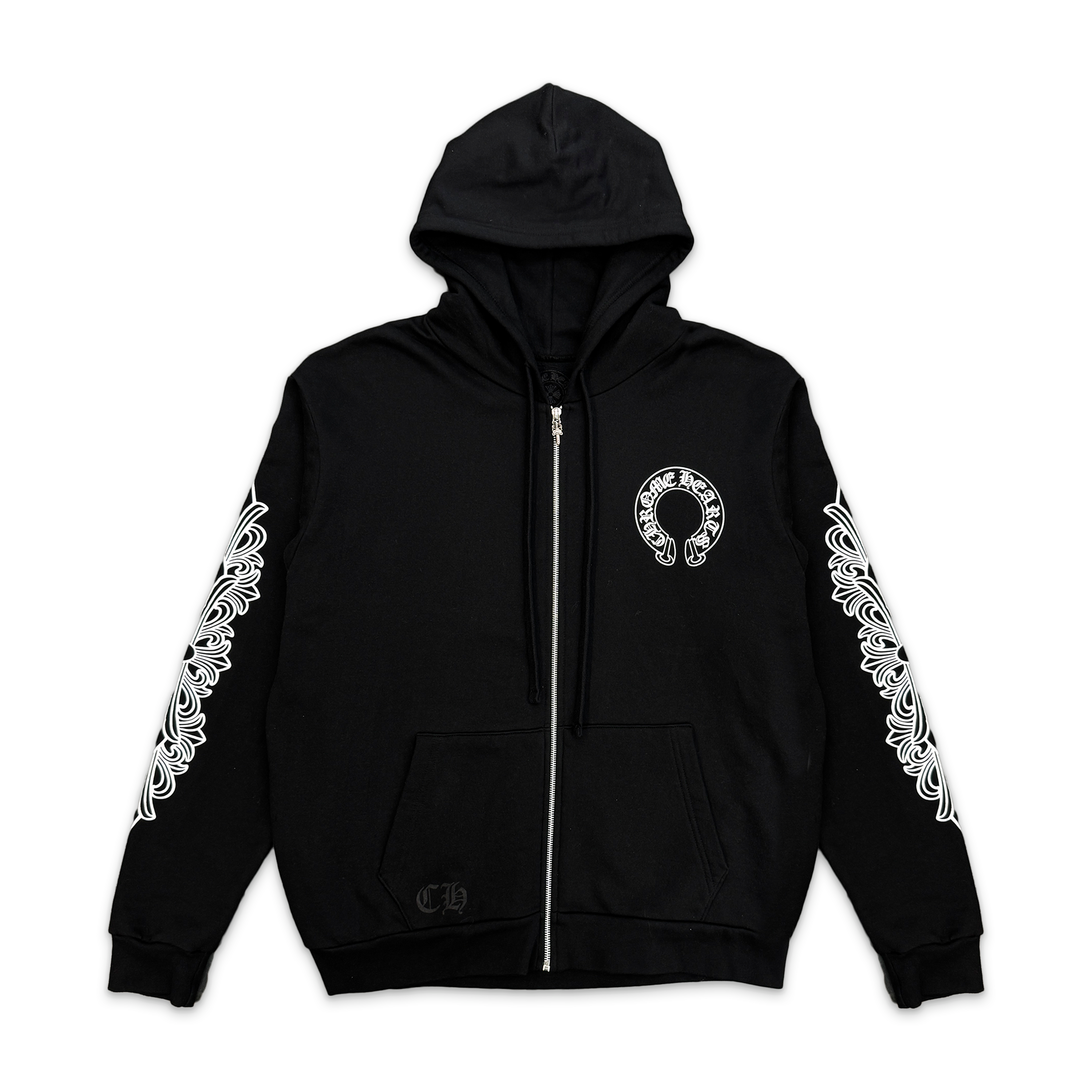 Horseshoe Floral Zip-Up Hoodie "Black"