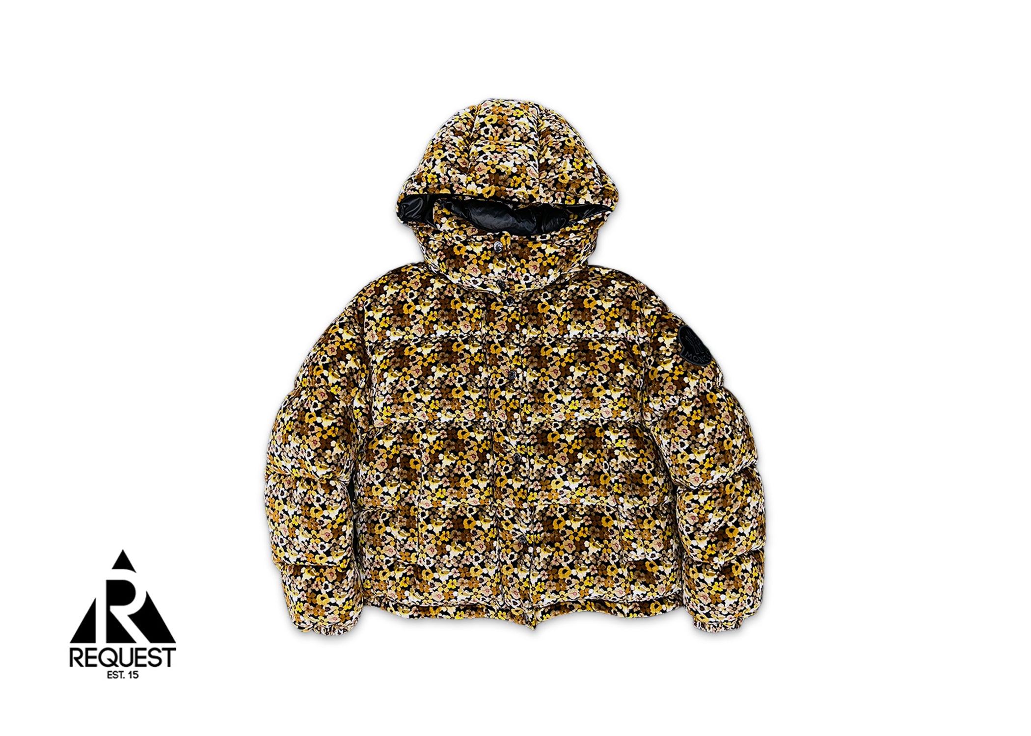 Moncler Daos Velvet Puffer Jacket "Yellow Floral"