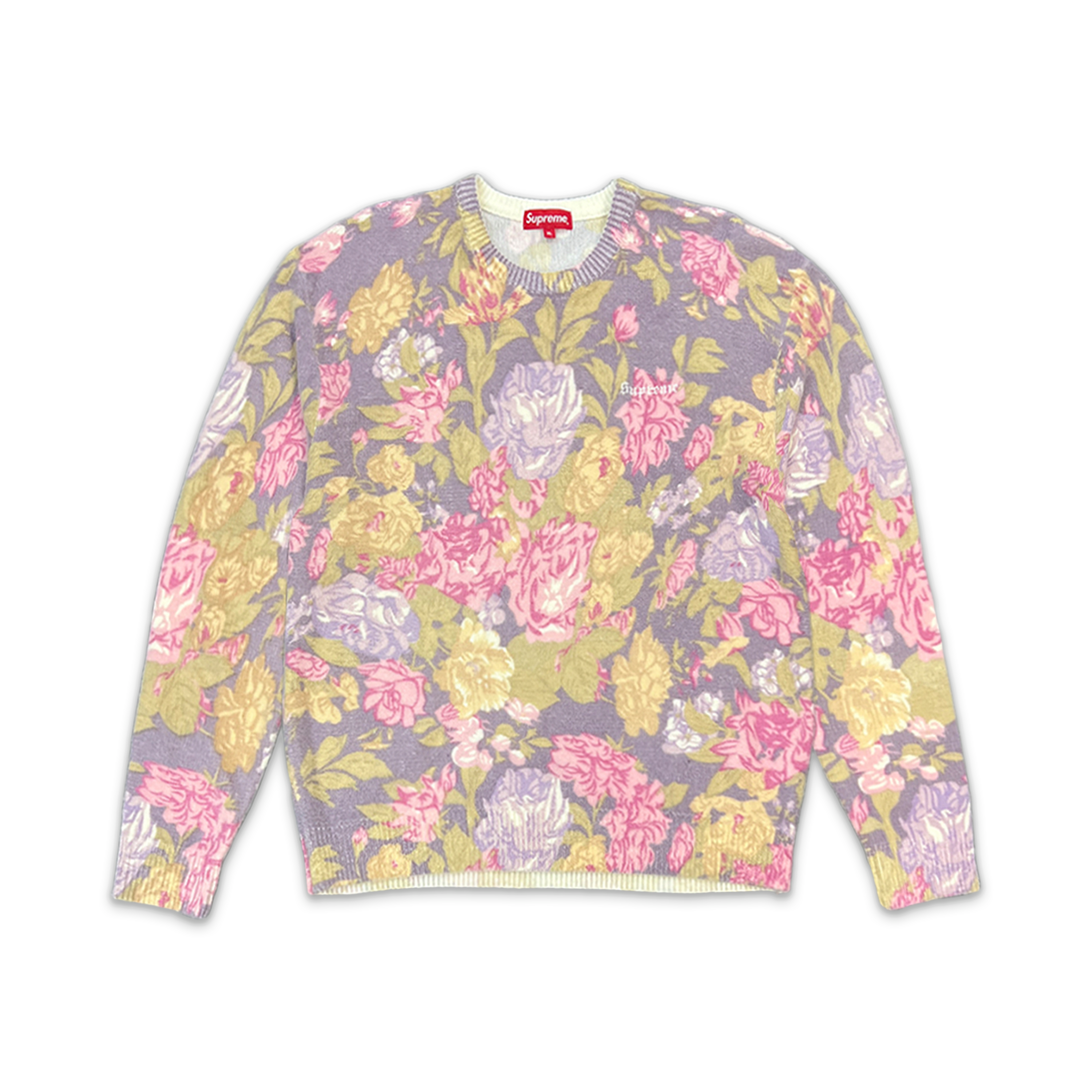 Supreme, Printed Floral Angora Sweater "Purple"