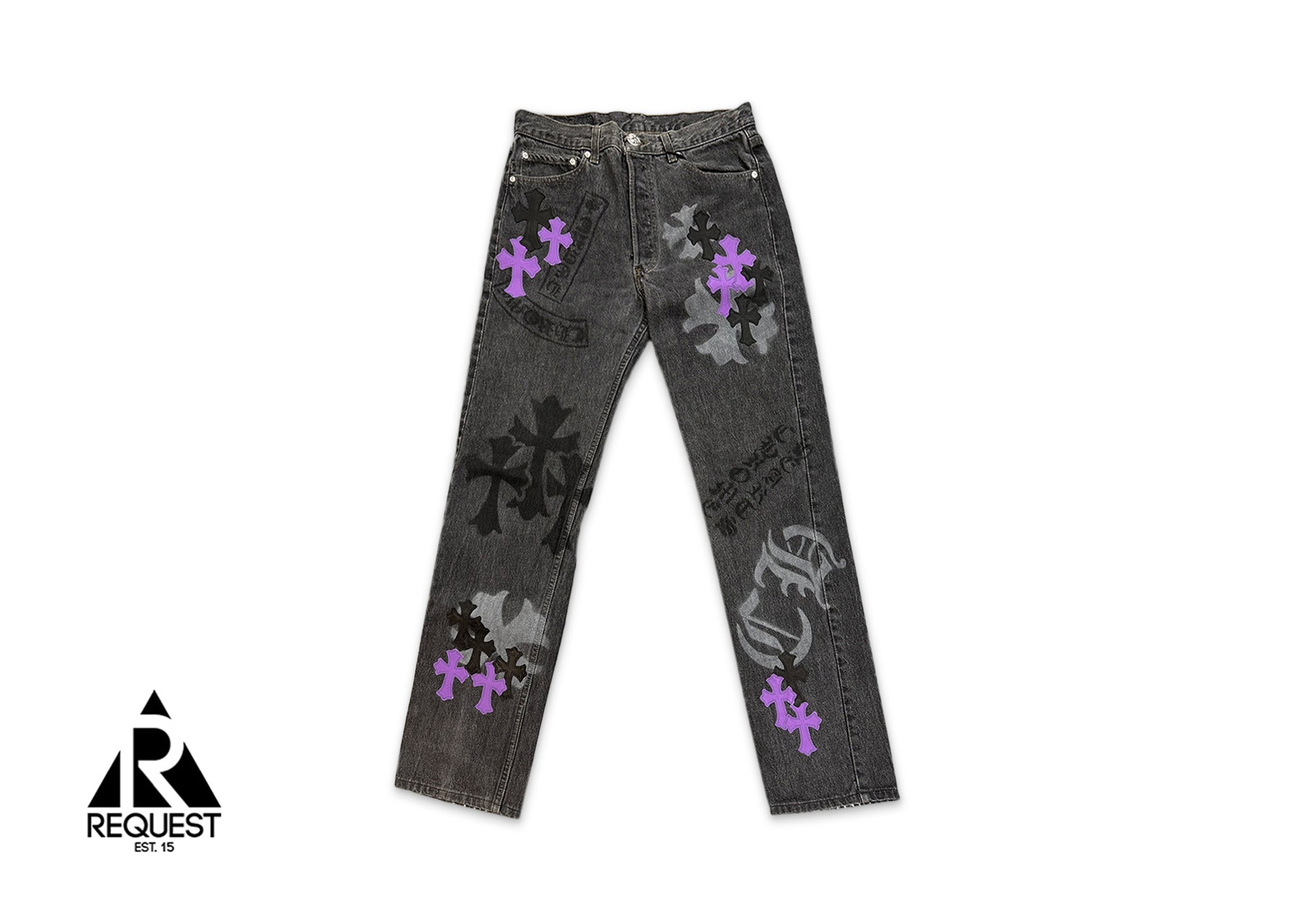 Chrome Hearts Levi's Dark Grey Stencil Denim "Black & Purple Crosses"