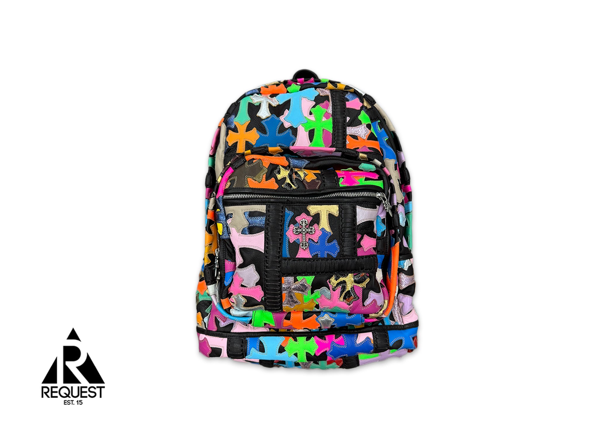 Chrome Hearts, Leather Multi Color Cross Patch Backpack "Black"