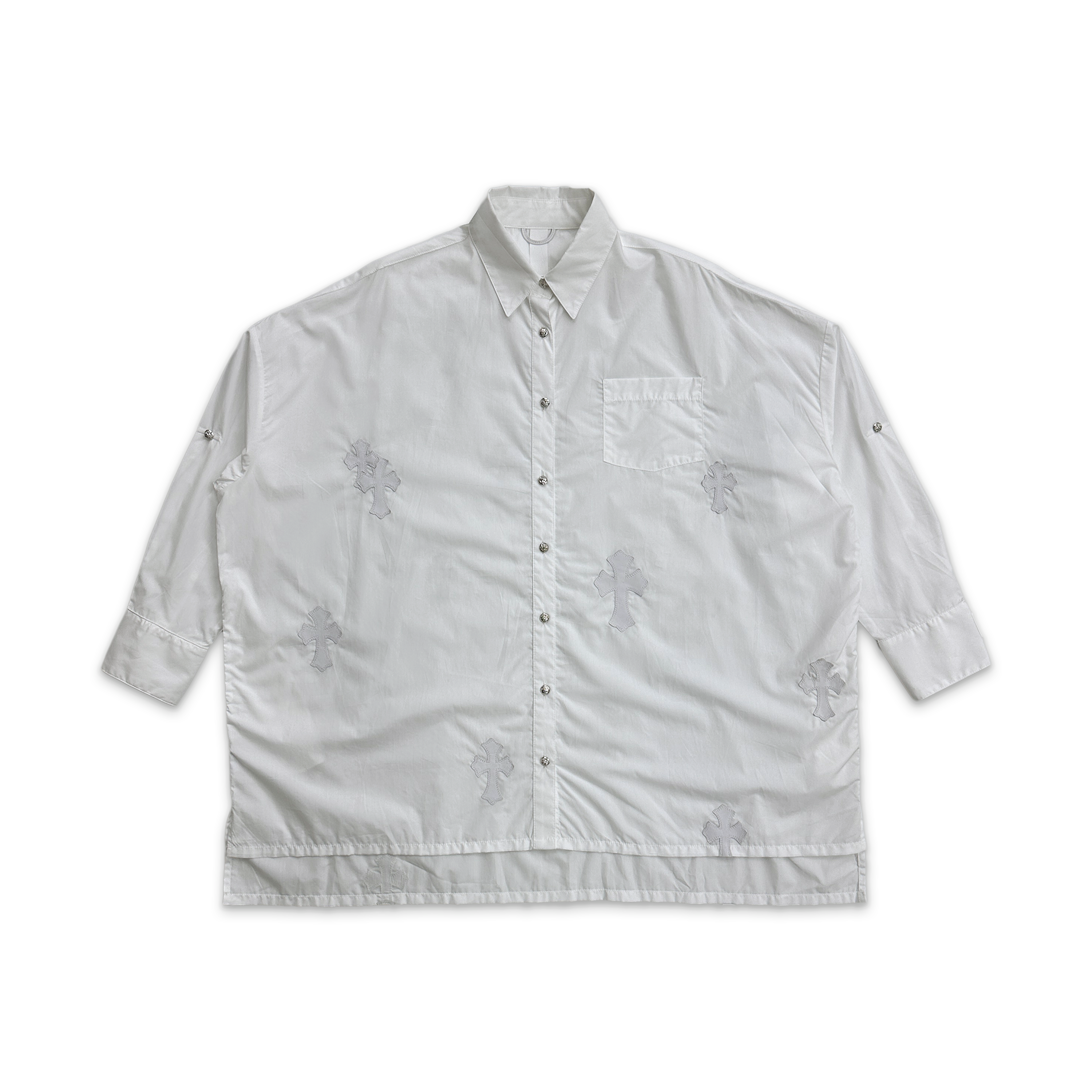 chrome hearts dress shirt Chrome Hearts Oversized Cross Patch Shirt