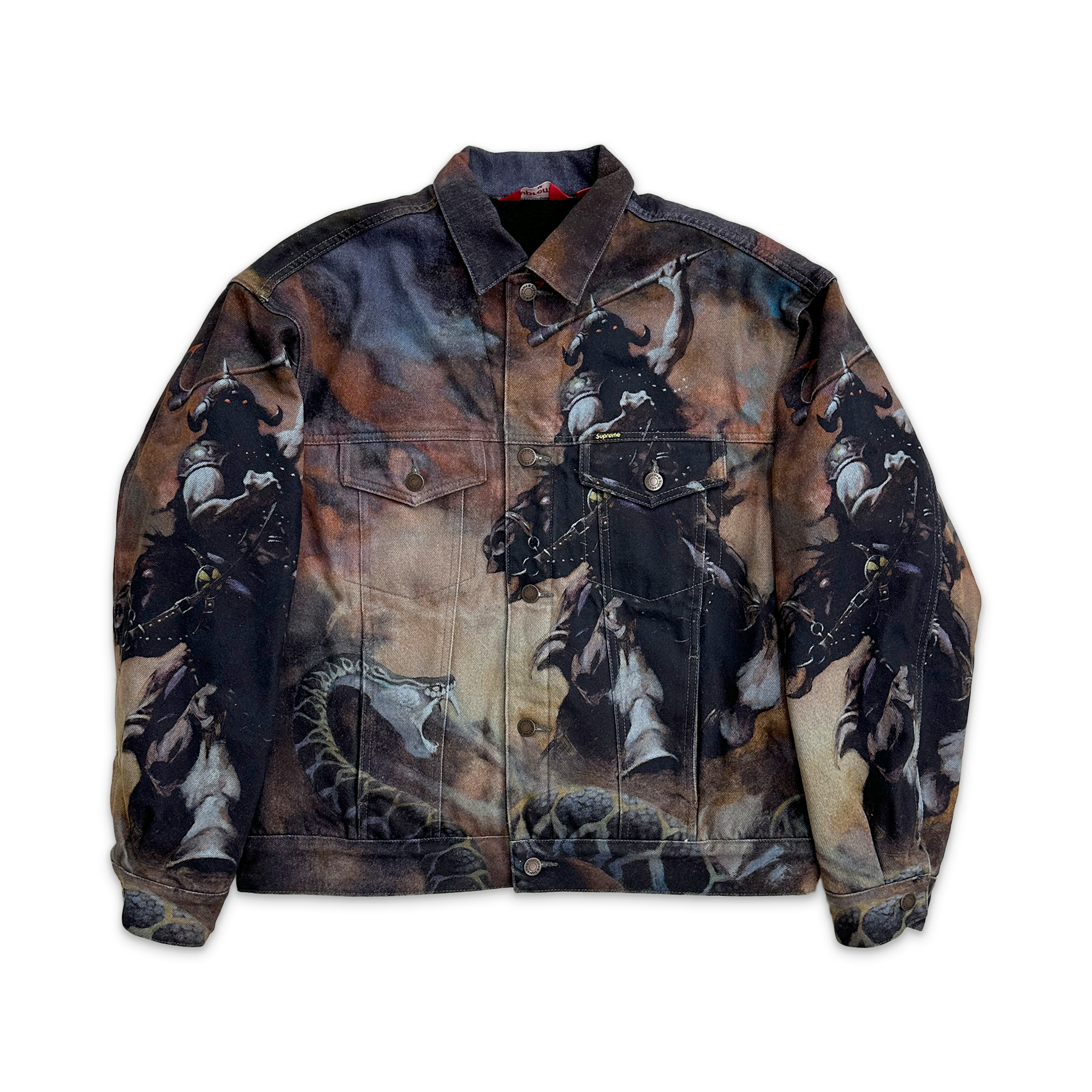 x Frazetta Faux Shearling Line Trucker Jacket