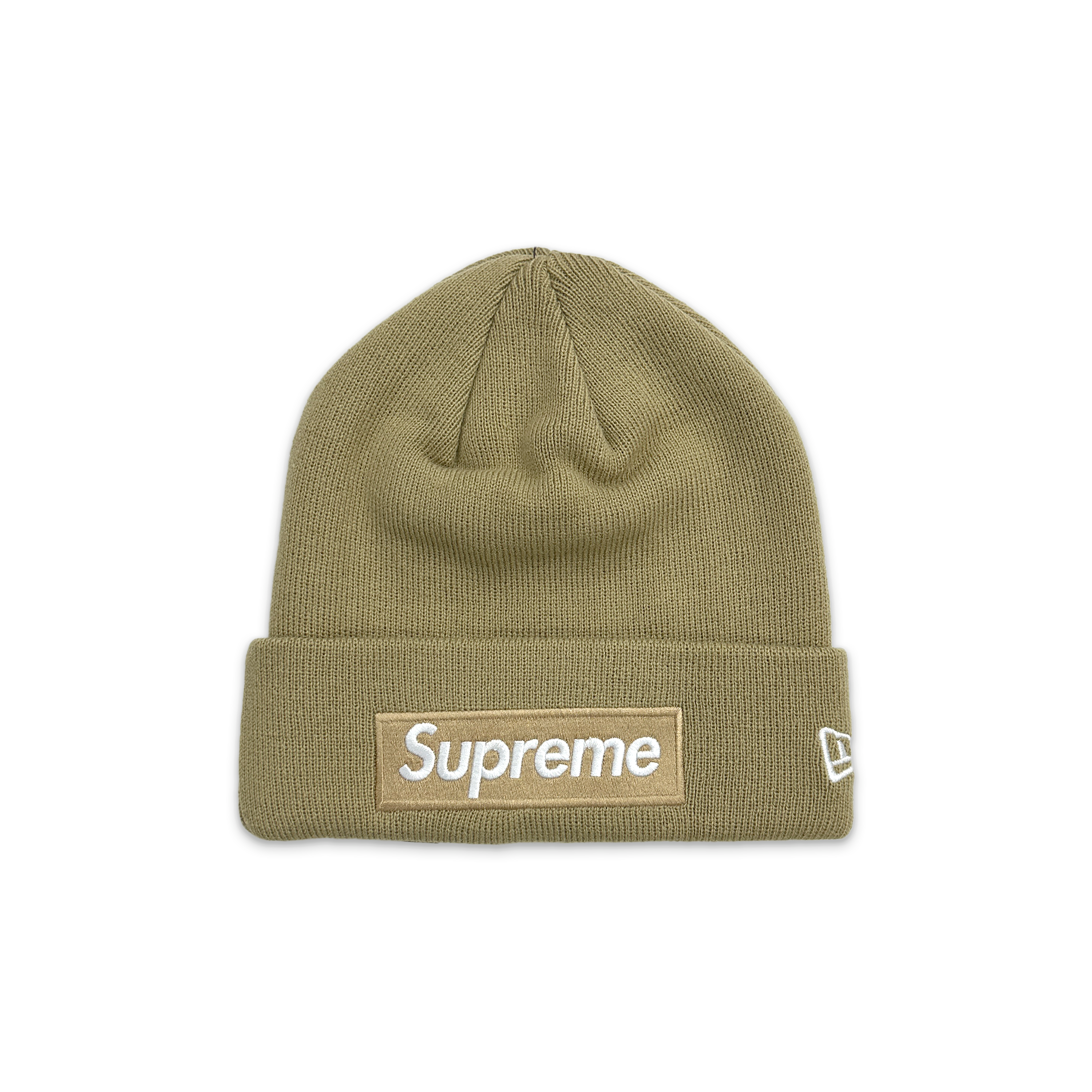 Supreme, New Era Box Logo Beanie FW23 "Dark Sand"