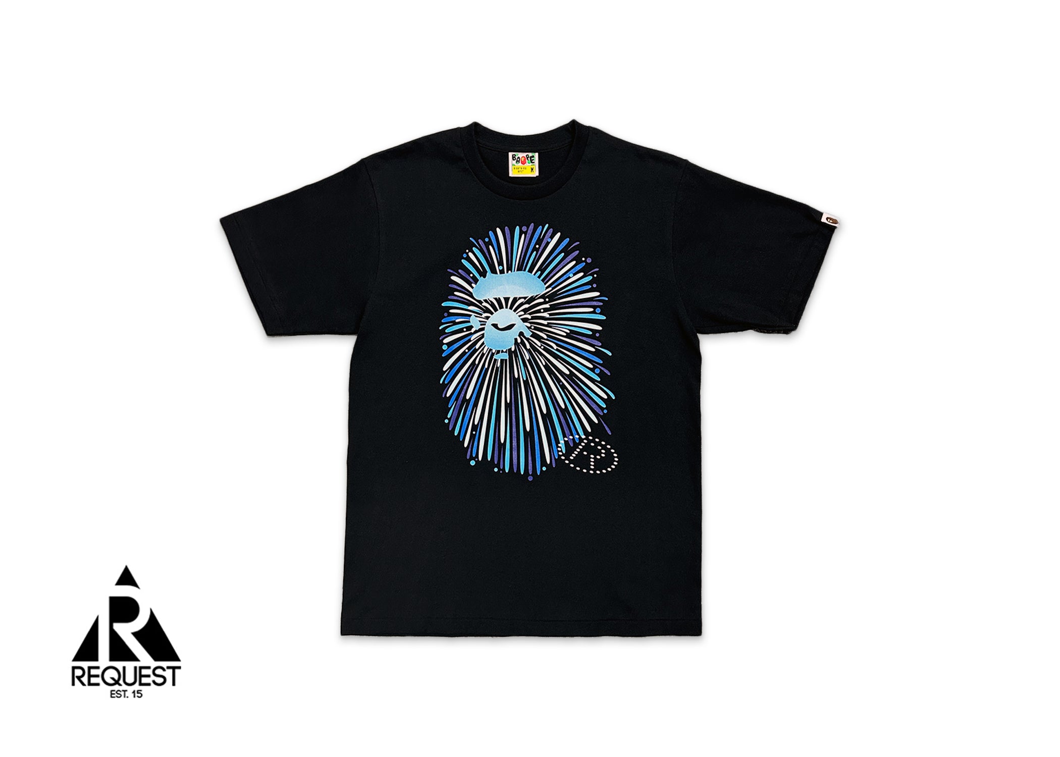 Blue Firework Ape Head Tee "Black"