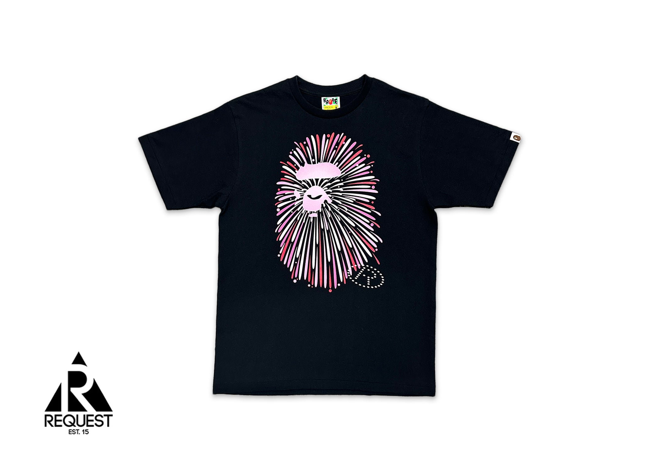 Pink Firework Ape Head Tee "Black"