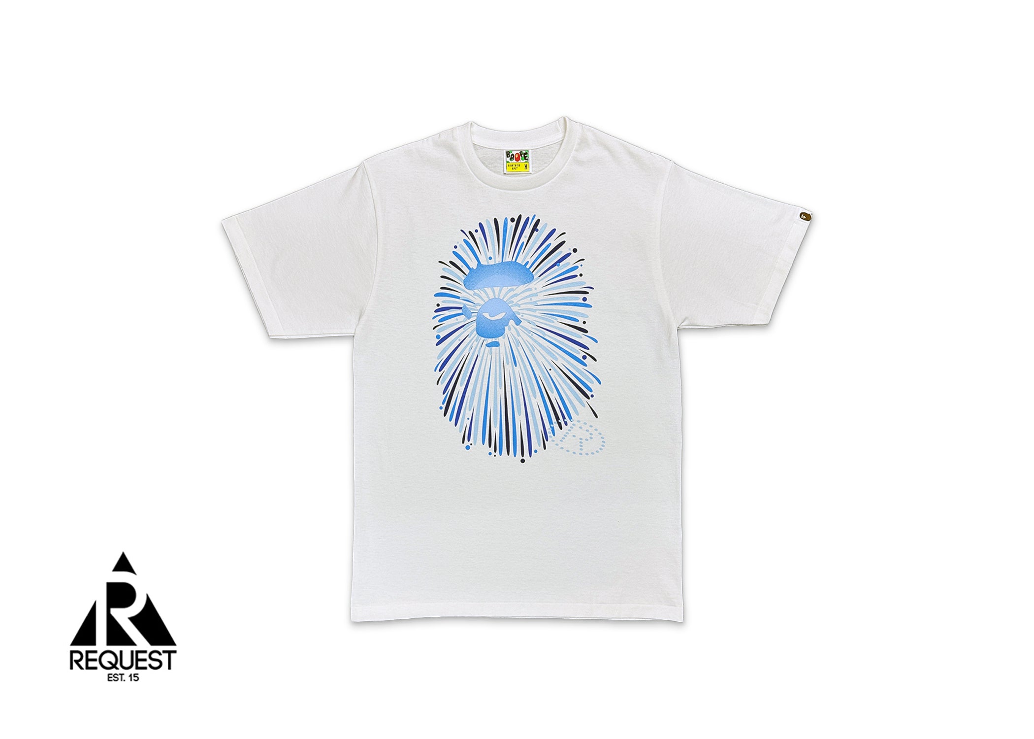 Blue Firework Ape Head Tee "White"