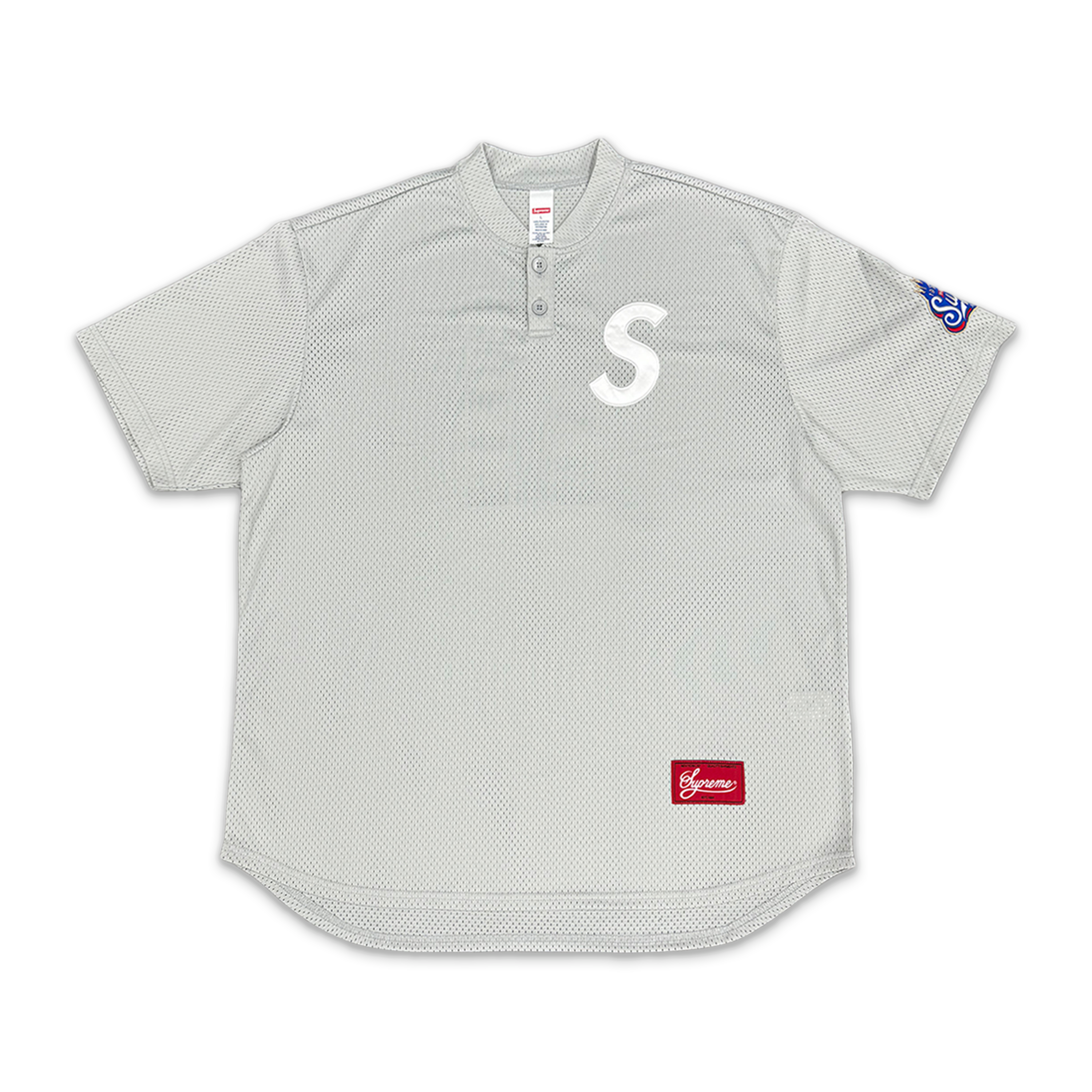 Supreme, Mesh Henley Baseball Jersey "Grey"