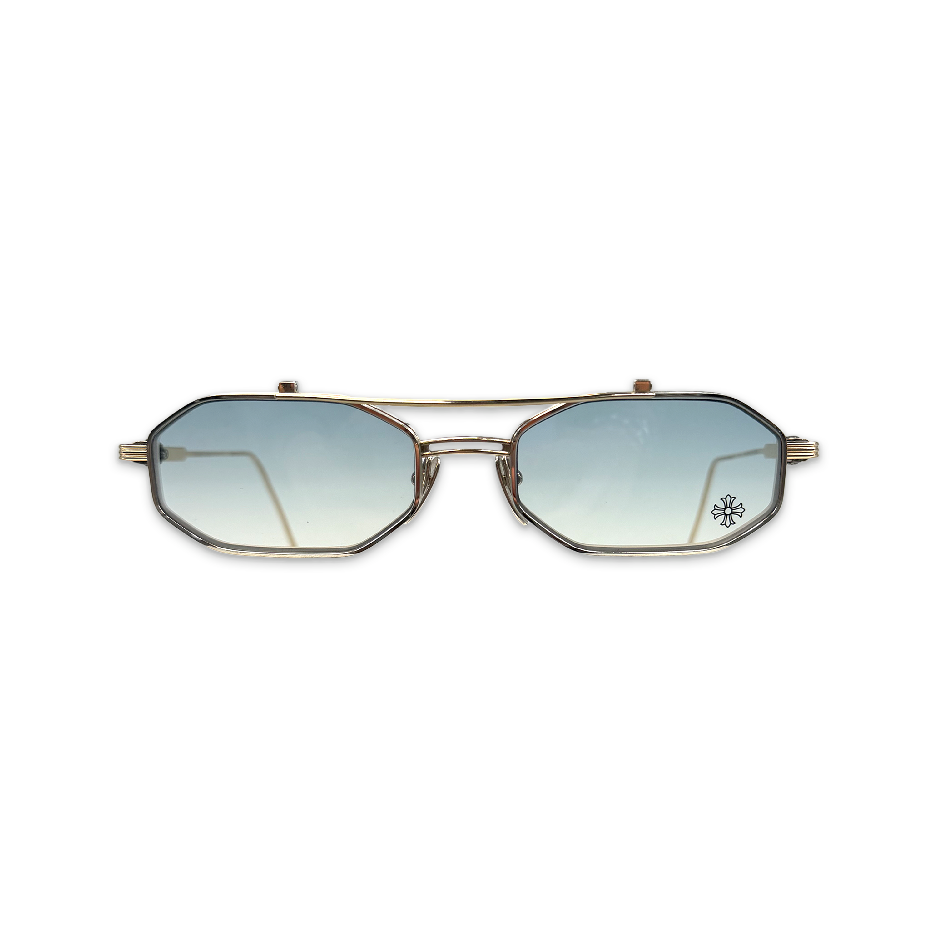 Chrome Hearts, She's Mine I'm Done Sunglasses "Blue Tint/Gold"