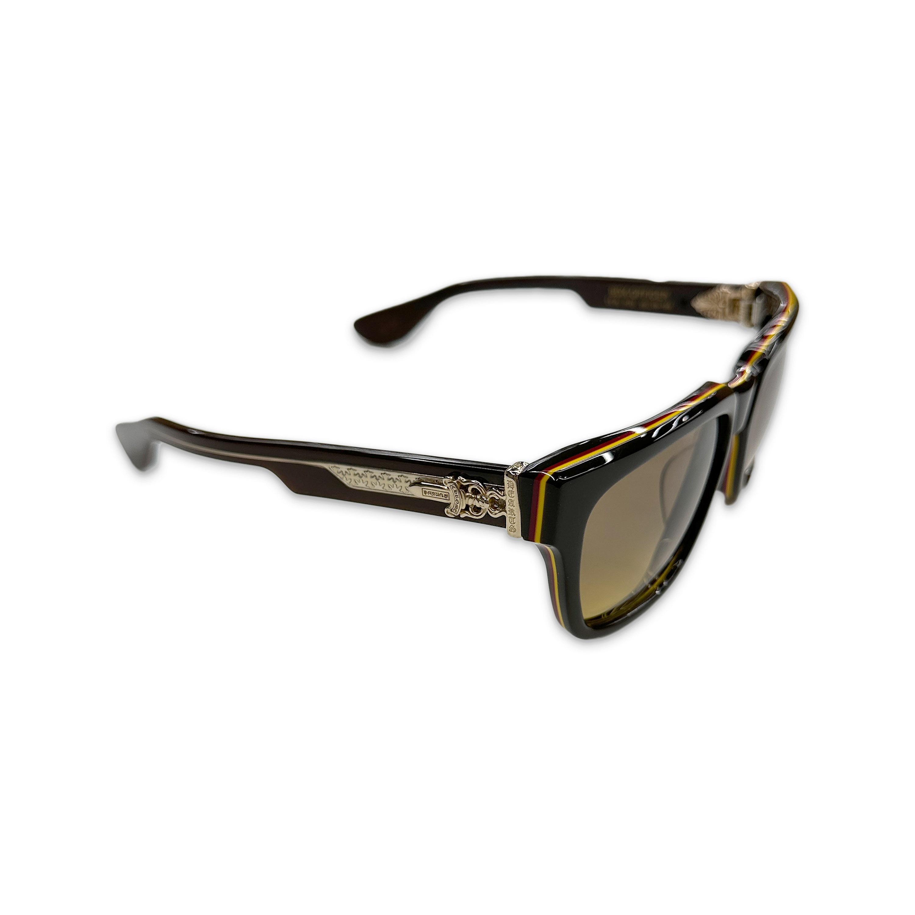 Box Officer Striped Sunglasses "Brown & Gold"