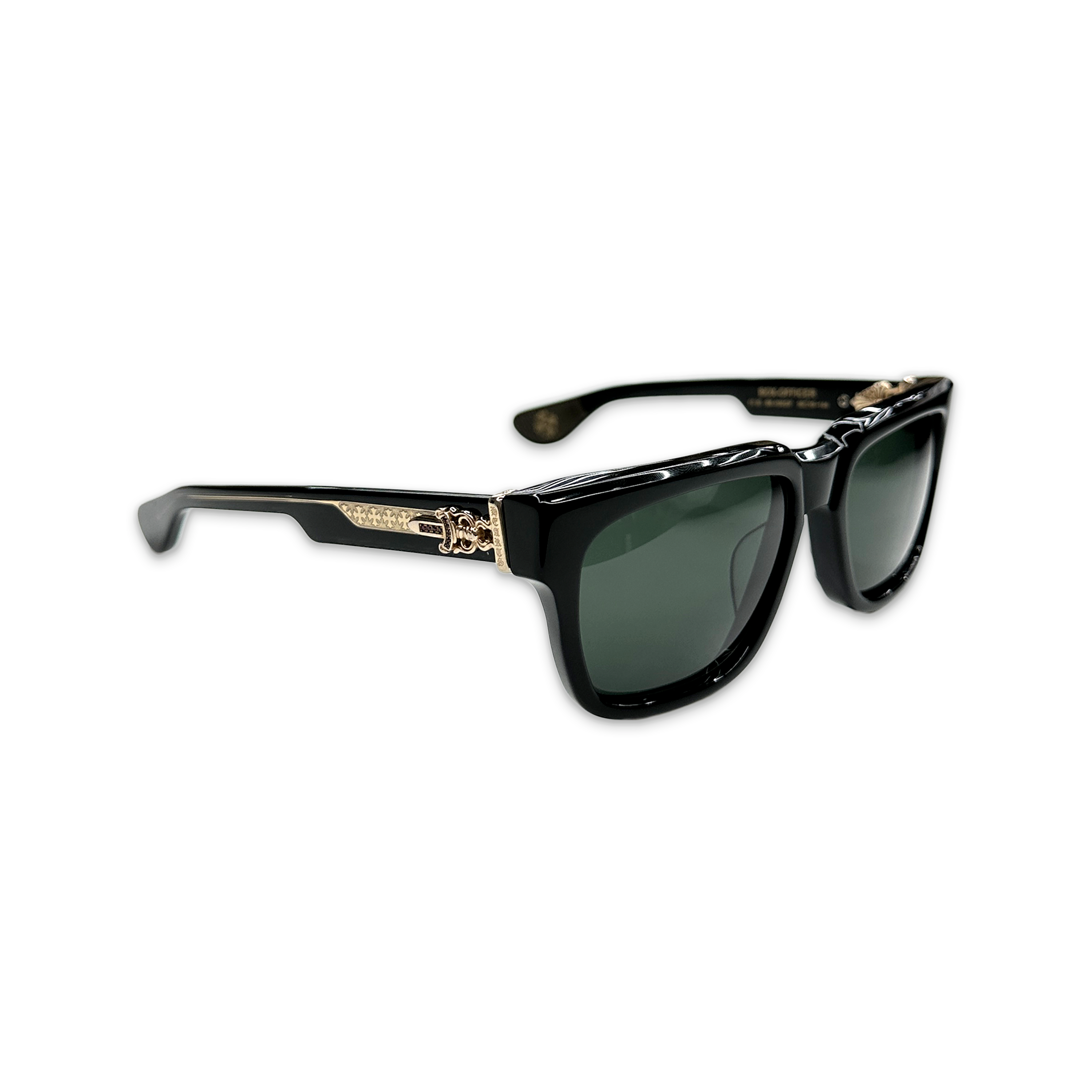 Chrome Hearts, Box-Officer Glasses w/ Ruby 18K "Black/Gold"