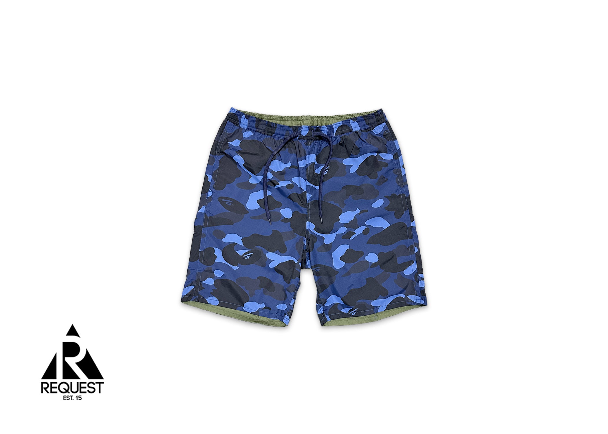 Reversible Color Camo Shark Head Shorts “Blue/Olive"