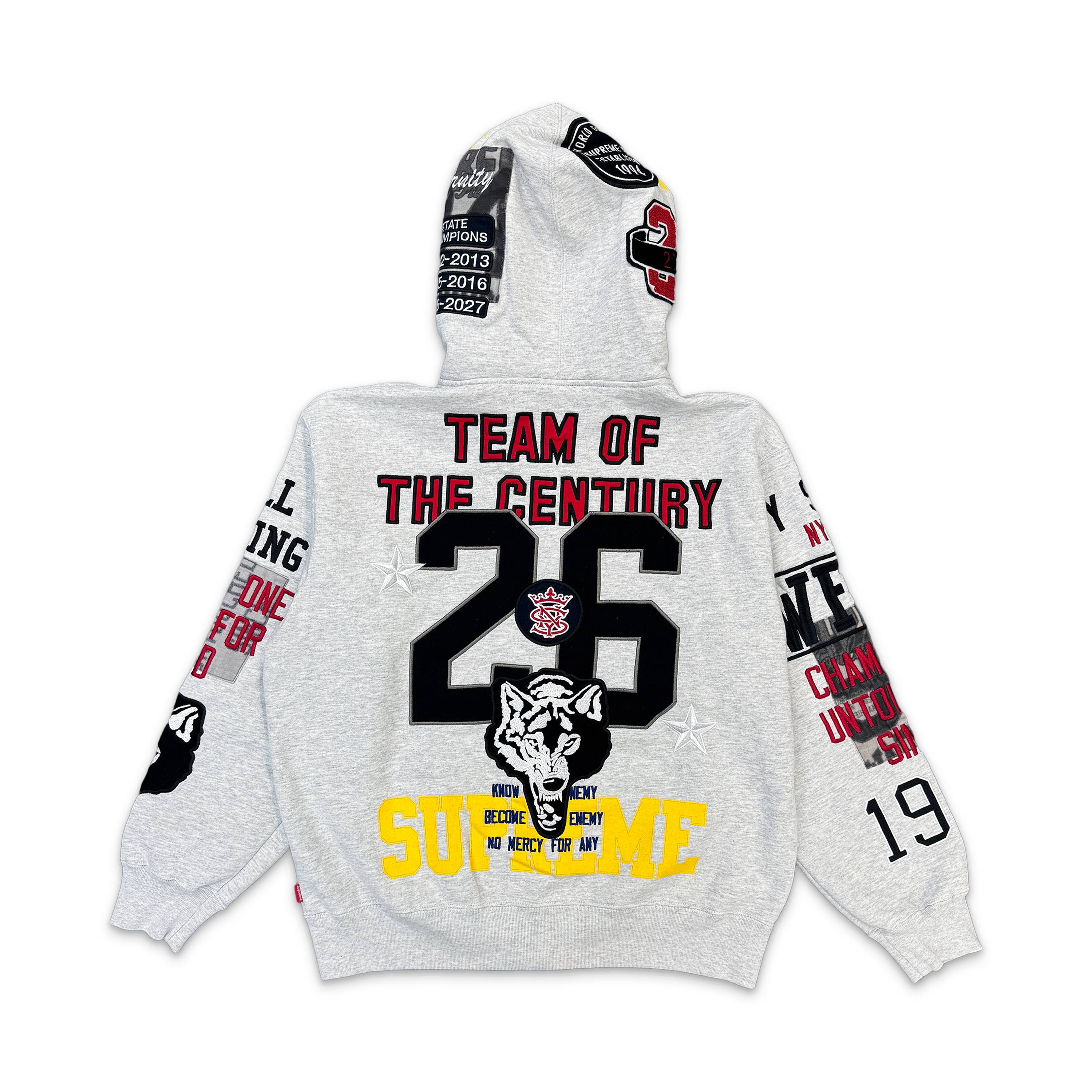 Supreme, Warriors Appliqué Zip Up Hooded Sweatshirt "Ash Grey" (SS26)