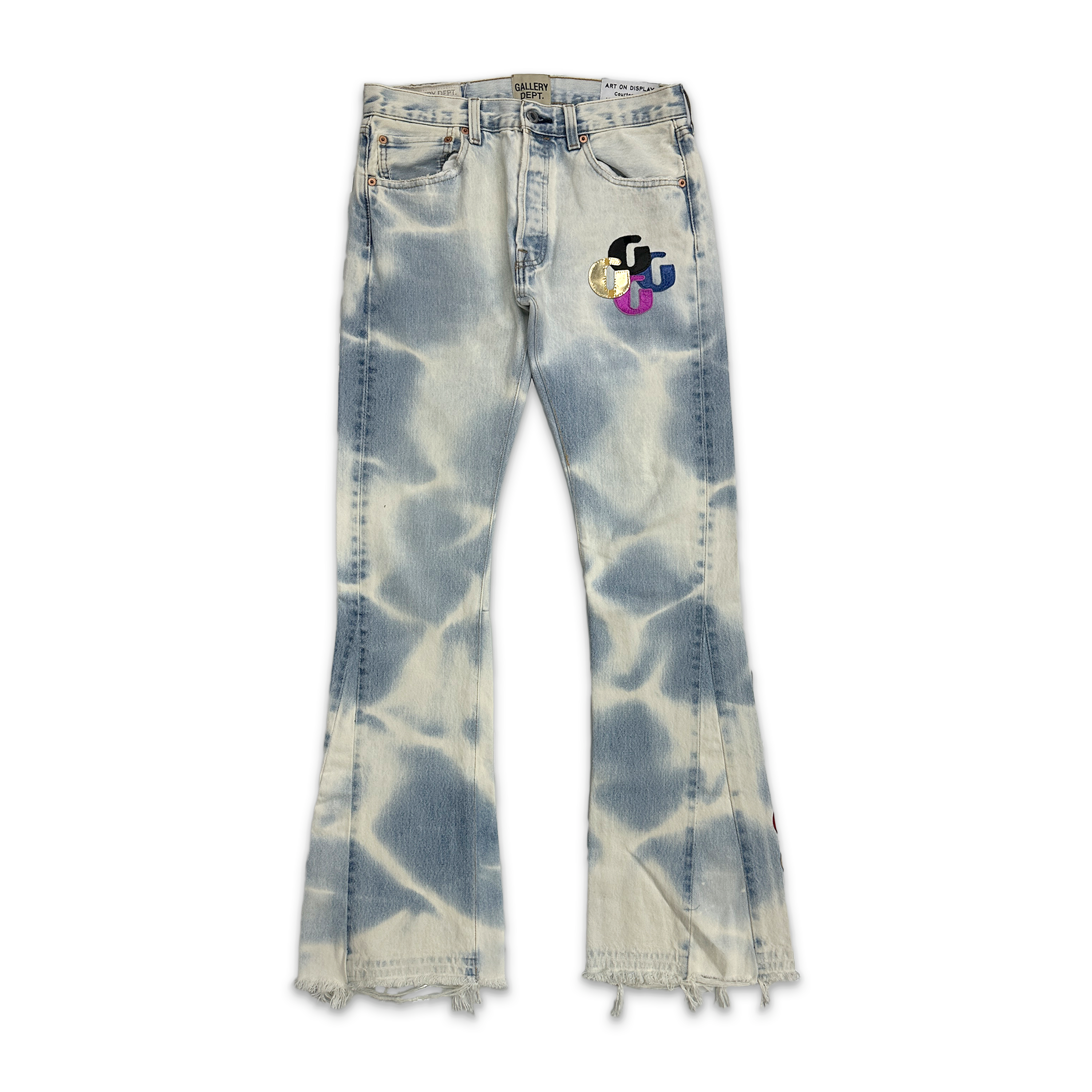 LA Flare Multi G Patch Denim Jeans "Barn Blue"