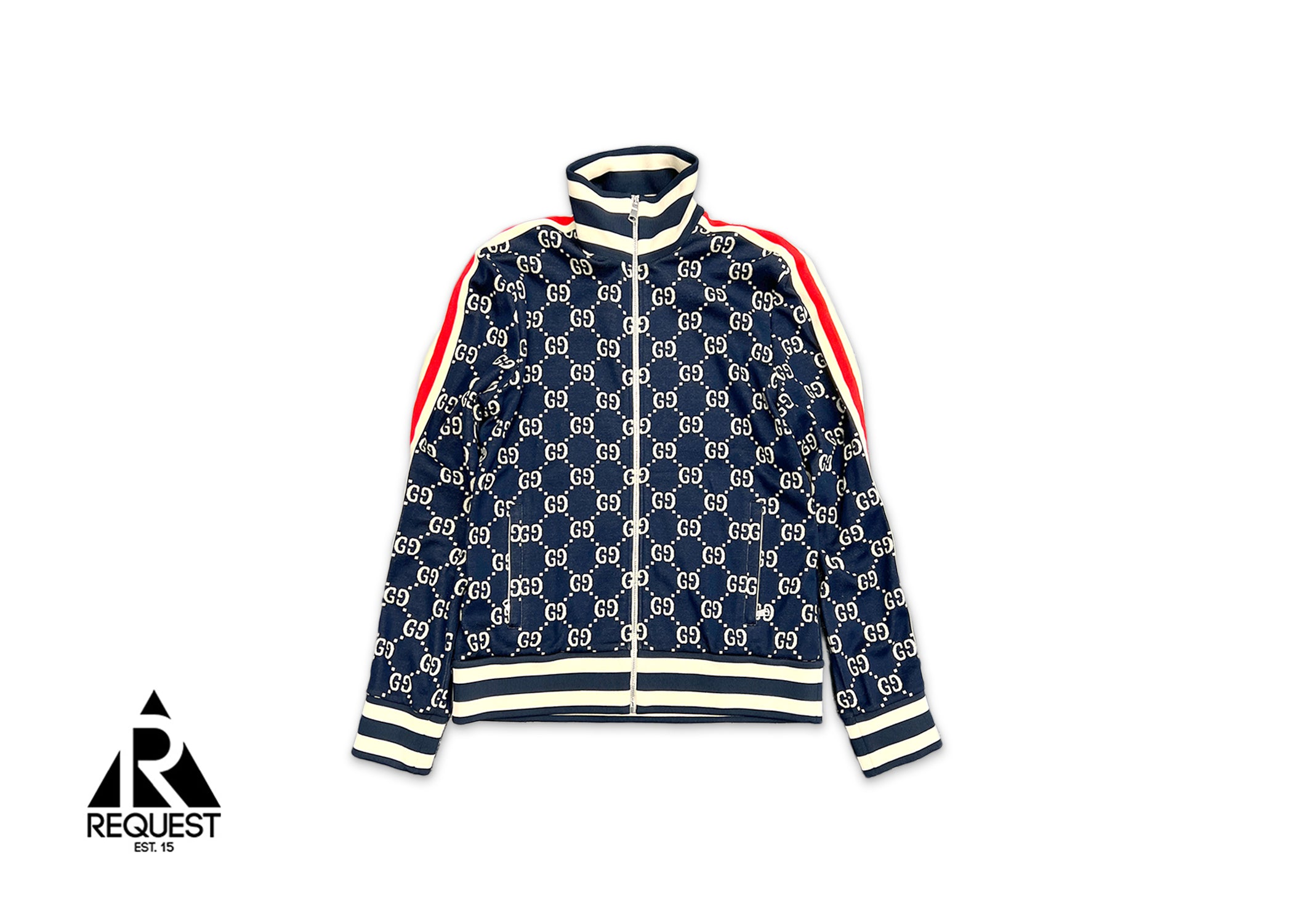 Jacquard GG Zip-Up Jacket "Blue"