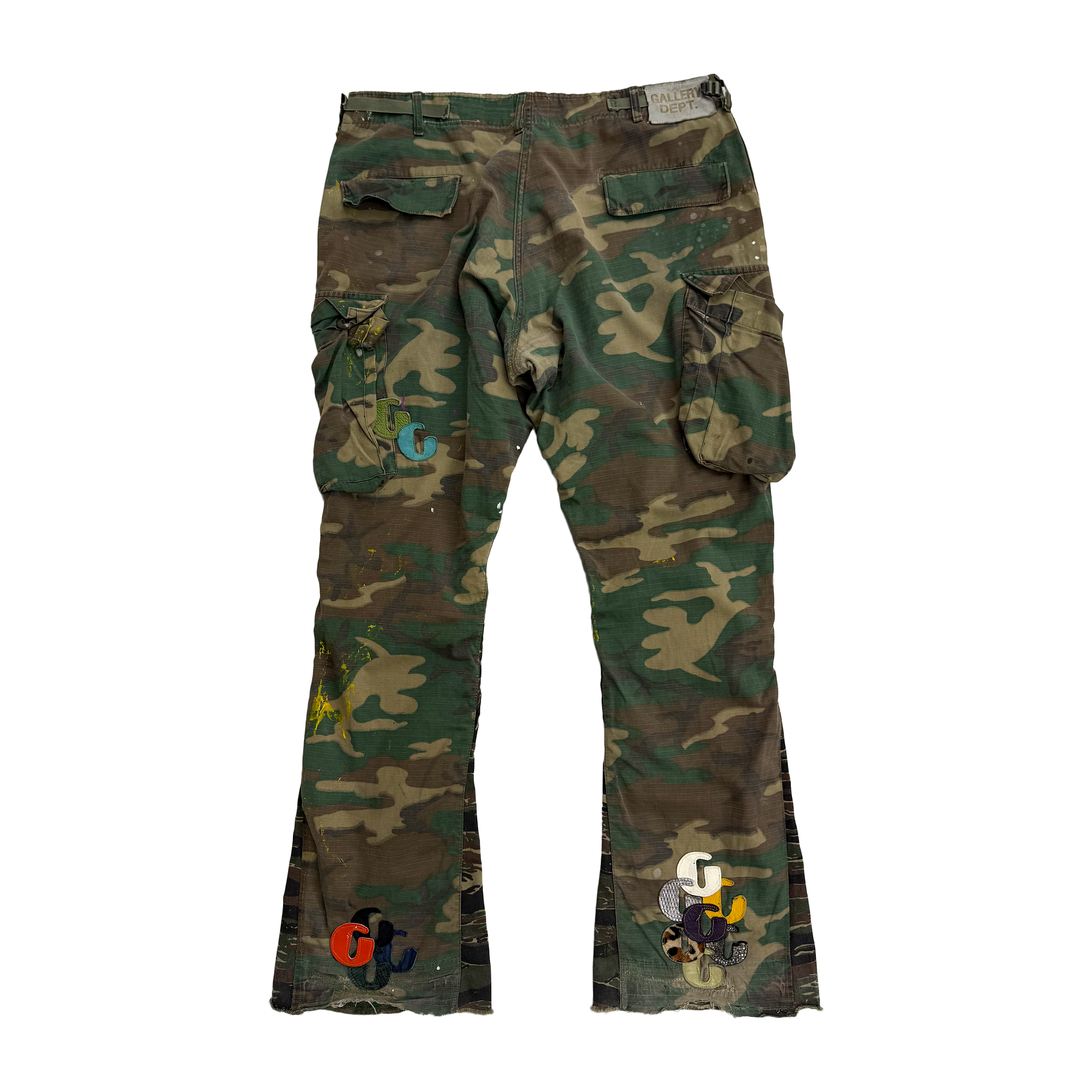 Patched La Flare Trousers “Camo Green”