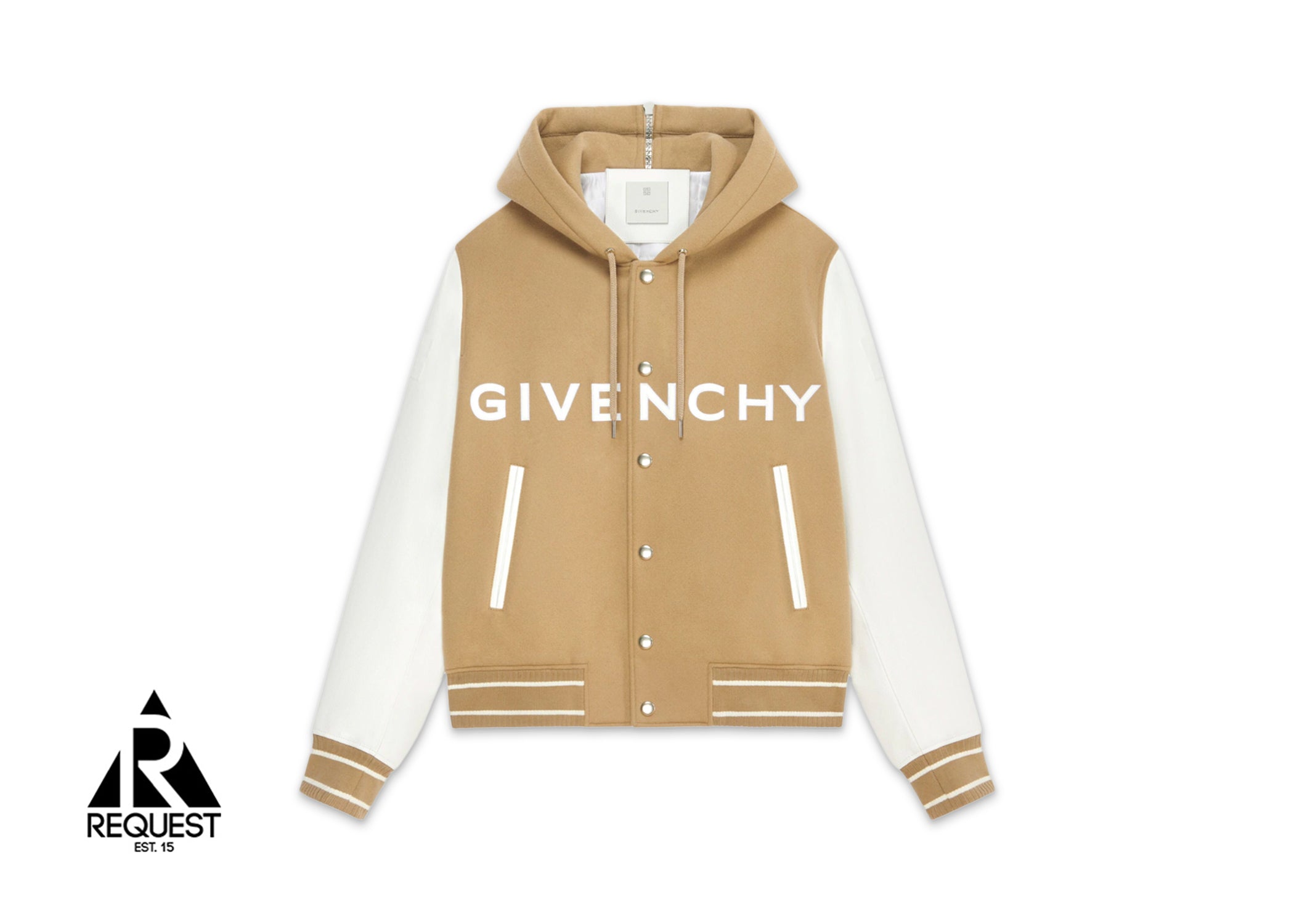 Givenchy Hooded Wool & Leather Varsity Jacket "Beige"
