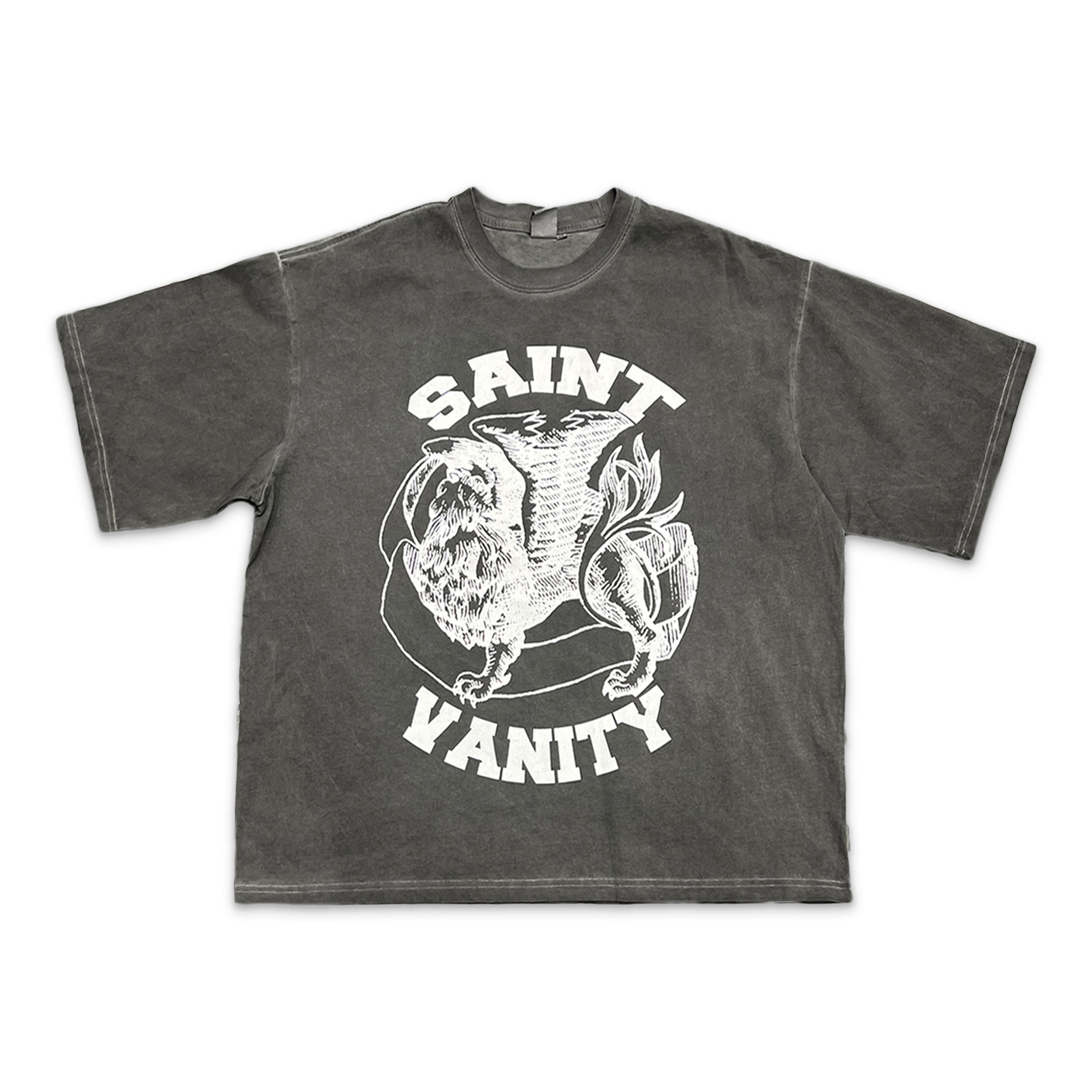 White Logo Tee "Washed Grey"