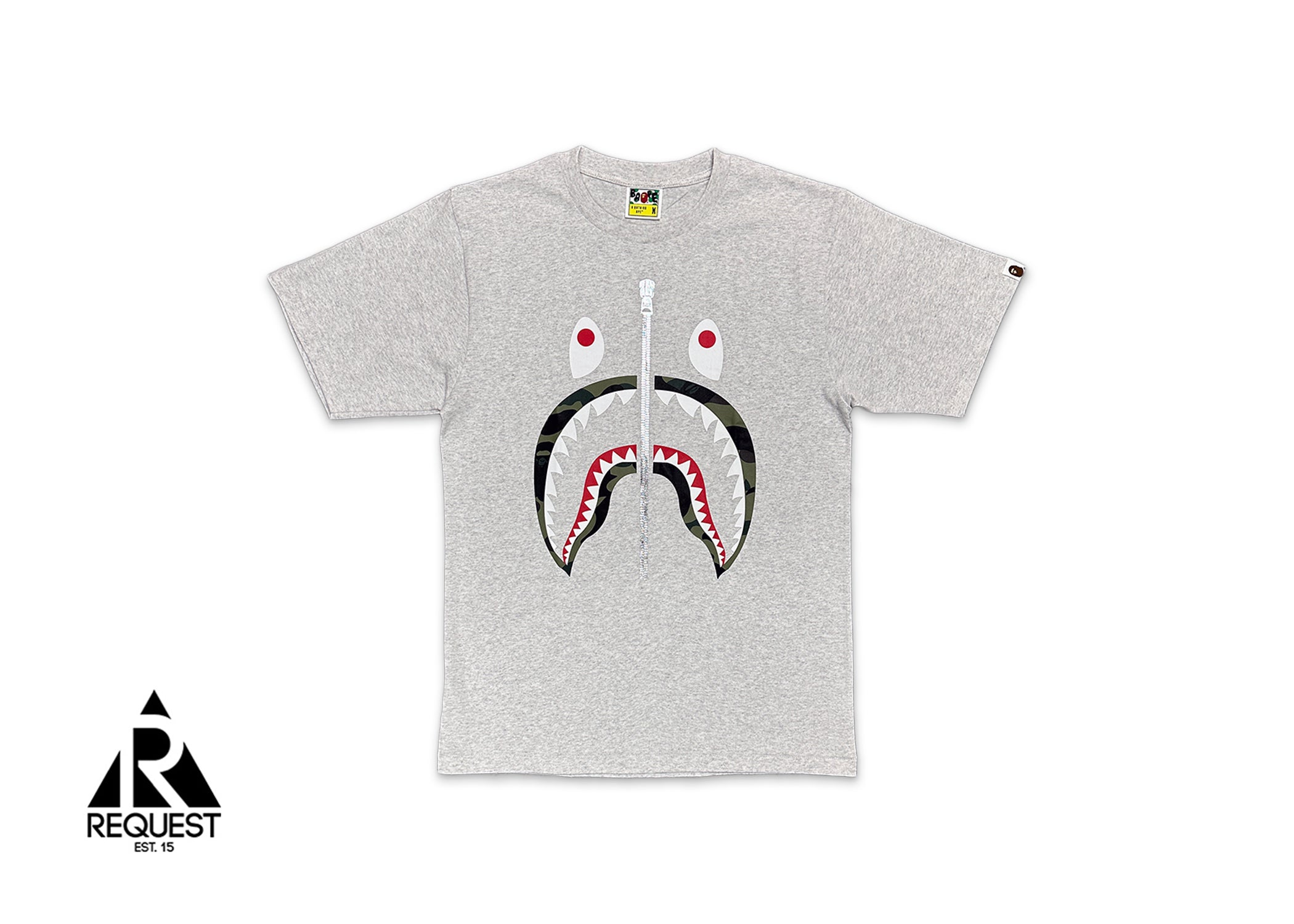 Green 1st Camo Zip Shark Tee "Grey"