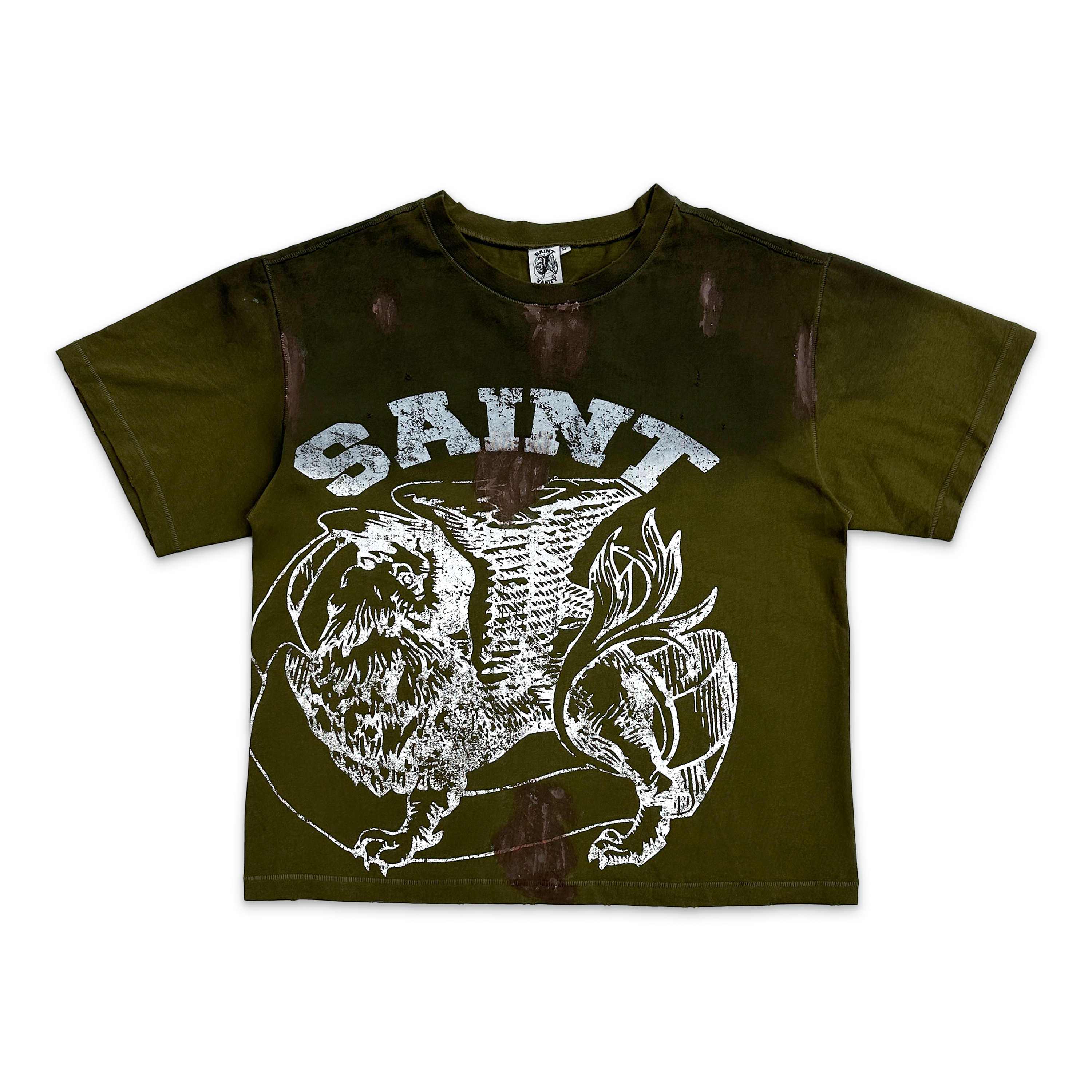 Distressed Griffin Tee "Olive"