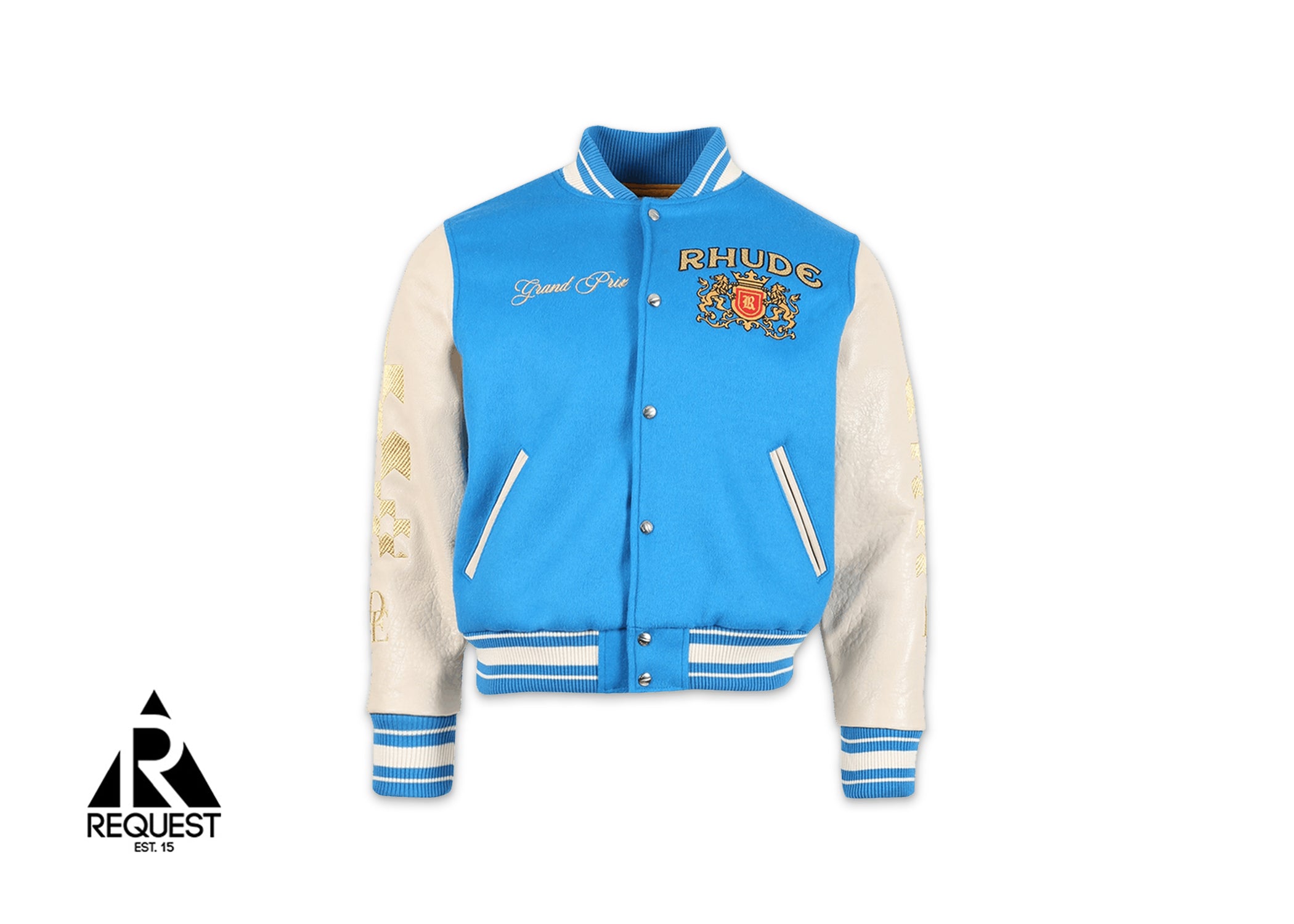 Rhude Grand Prix Varsity Jacket "Blue/Cream"