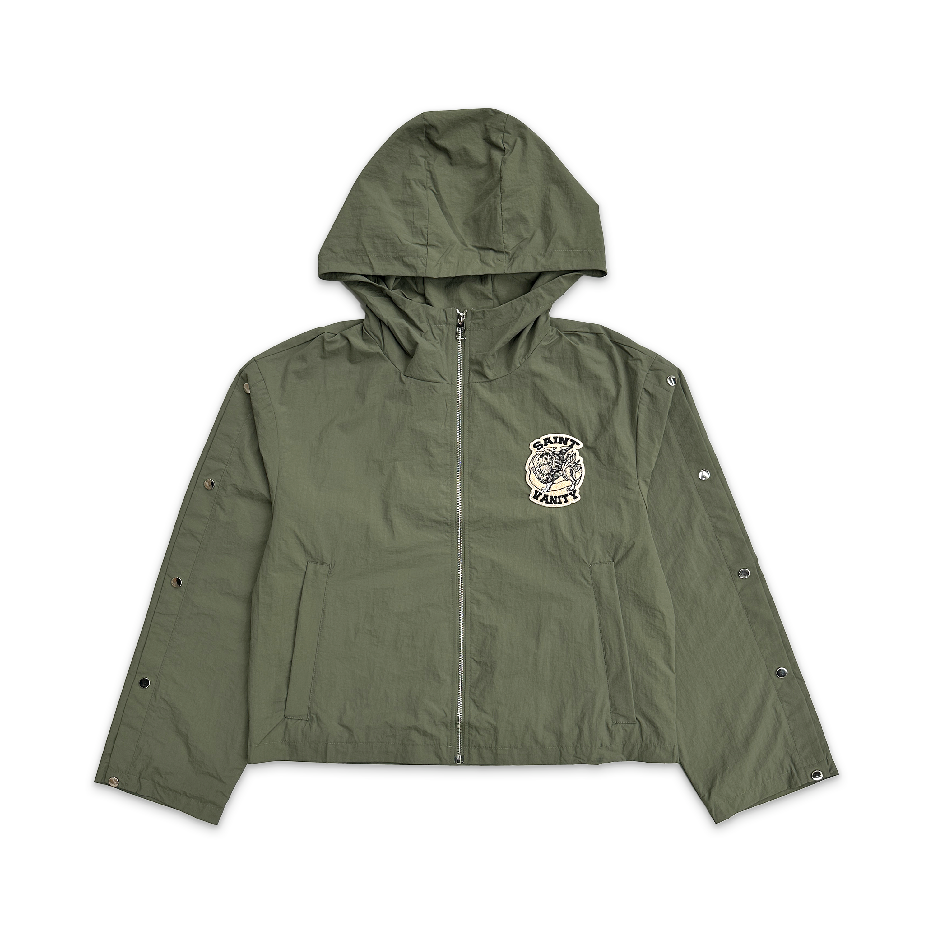 Nylon Hooded Track Jacket "Army Green"