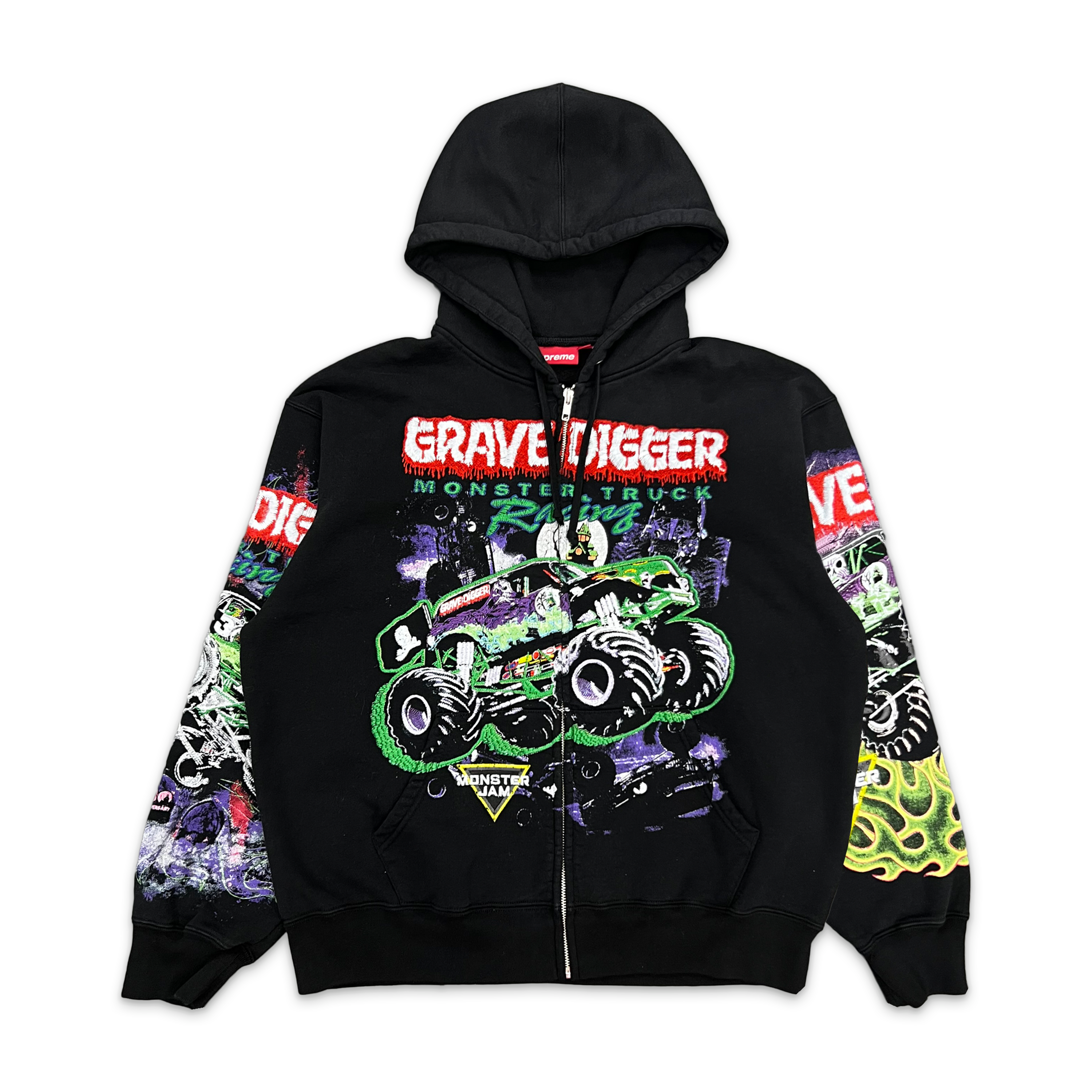 Monster Jam Grave Digger Zip Up Hooded Sweatshirt "Black" (SS26)