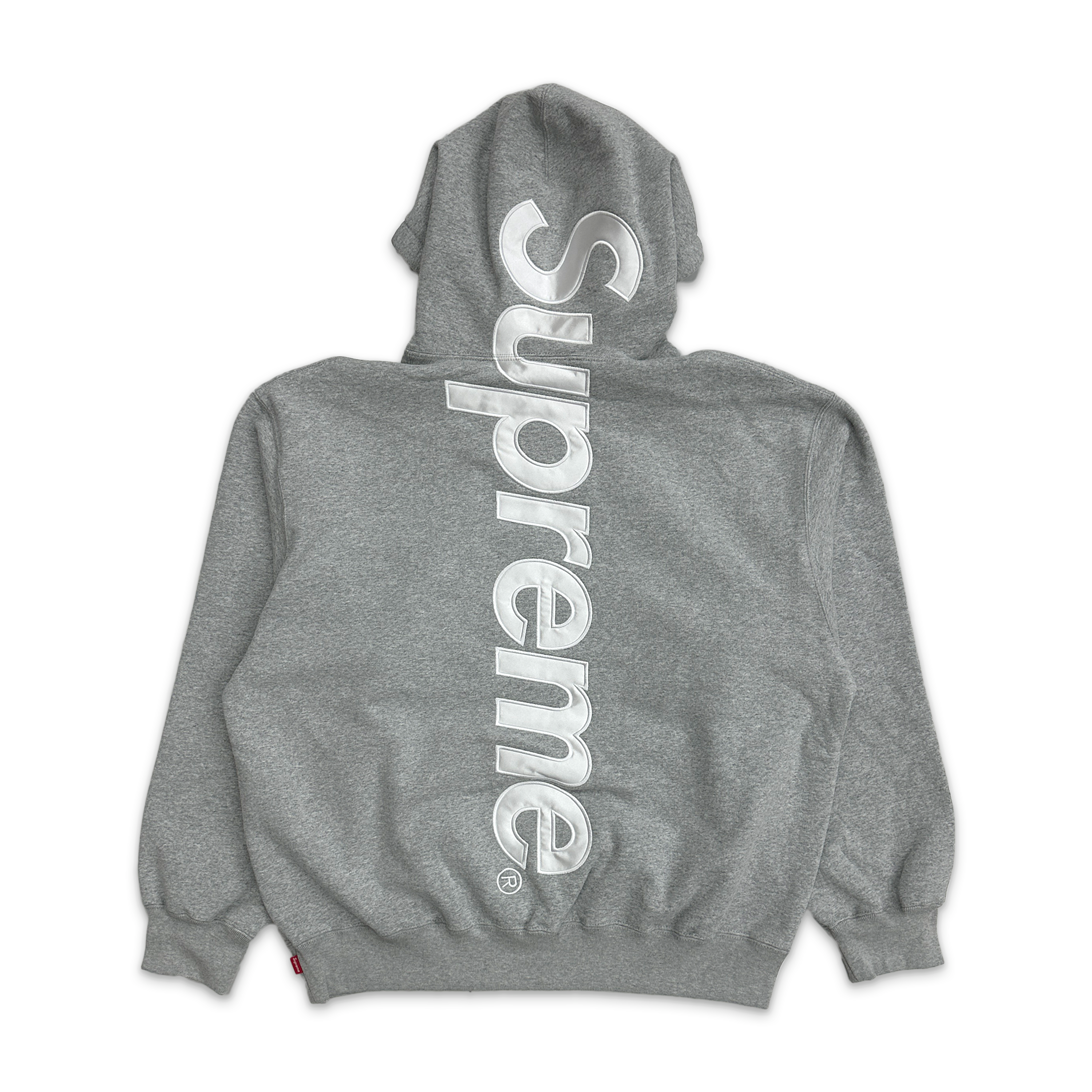 Supreme, Satin Appliqué Hooded Sweatshirt SS26 “Heather Grey"
