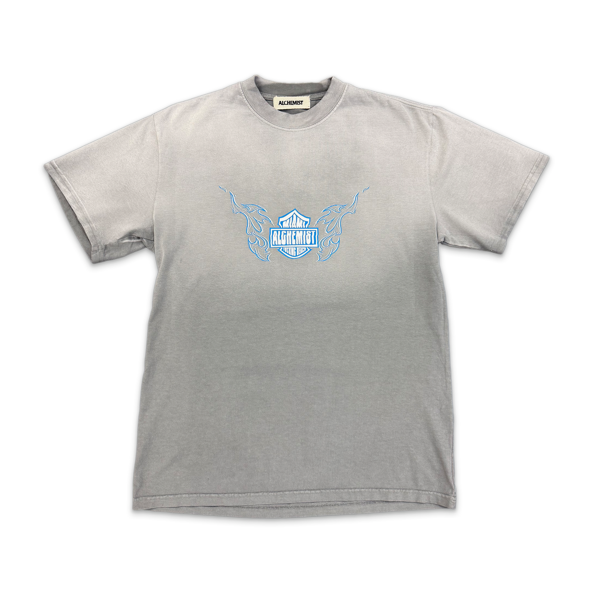 Flaming Wavy Logo T Shirt "Grey"