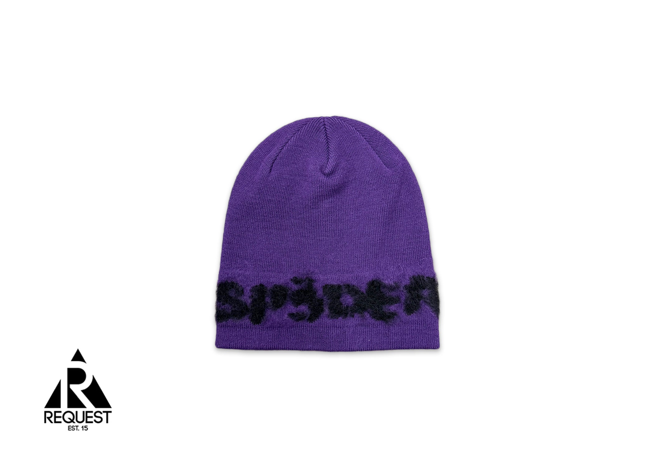 Fuzzy Logo Mohair Beanie "Purple/Black"