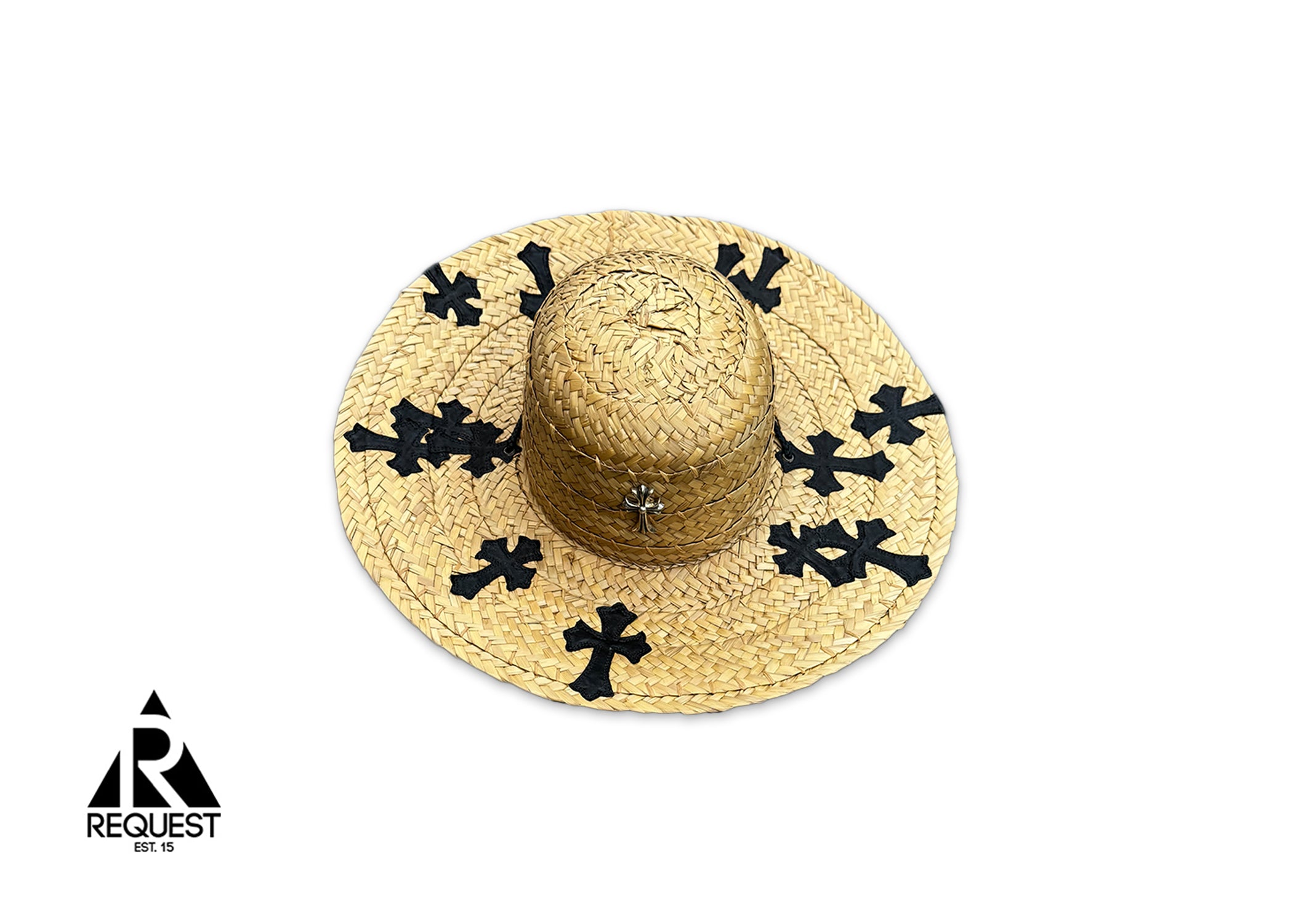 Black Cross Vacation Straw Hat "Beige"