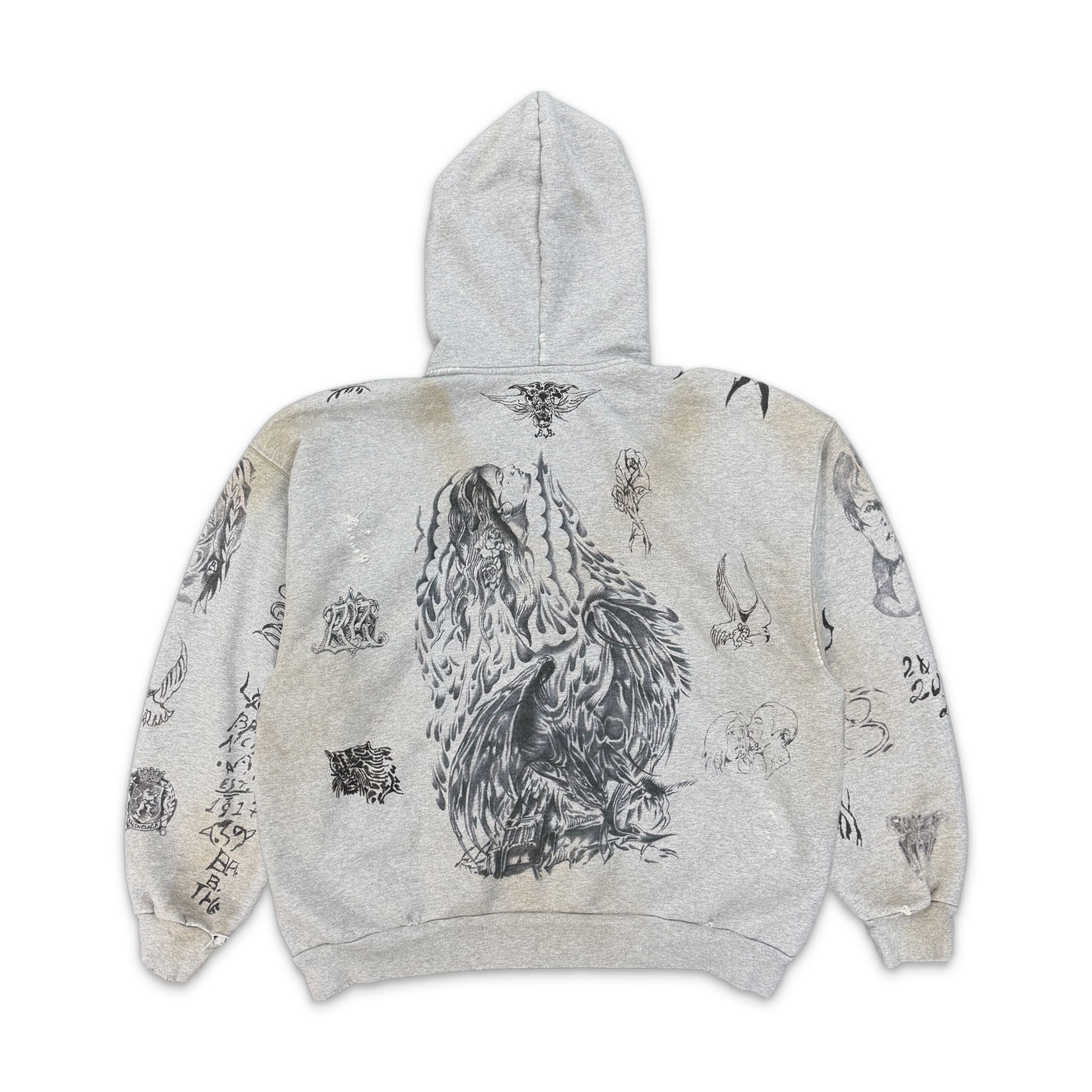 Balenciaga, Tattoo Zip-Up Heavy Hoodie "Grey"