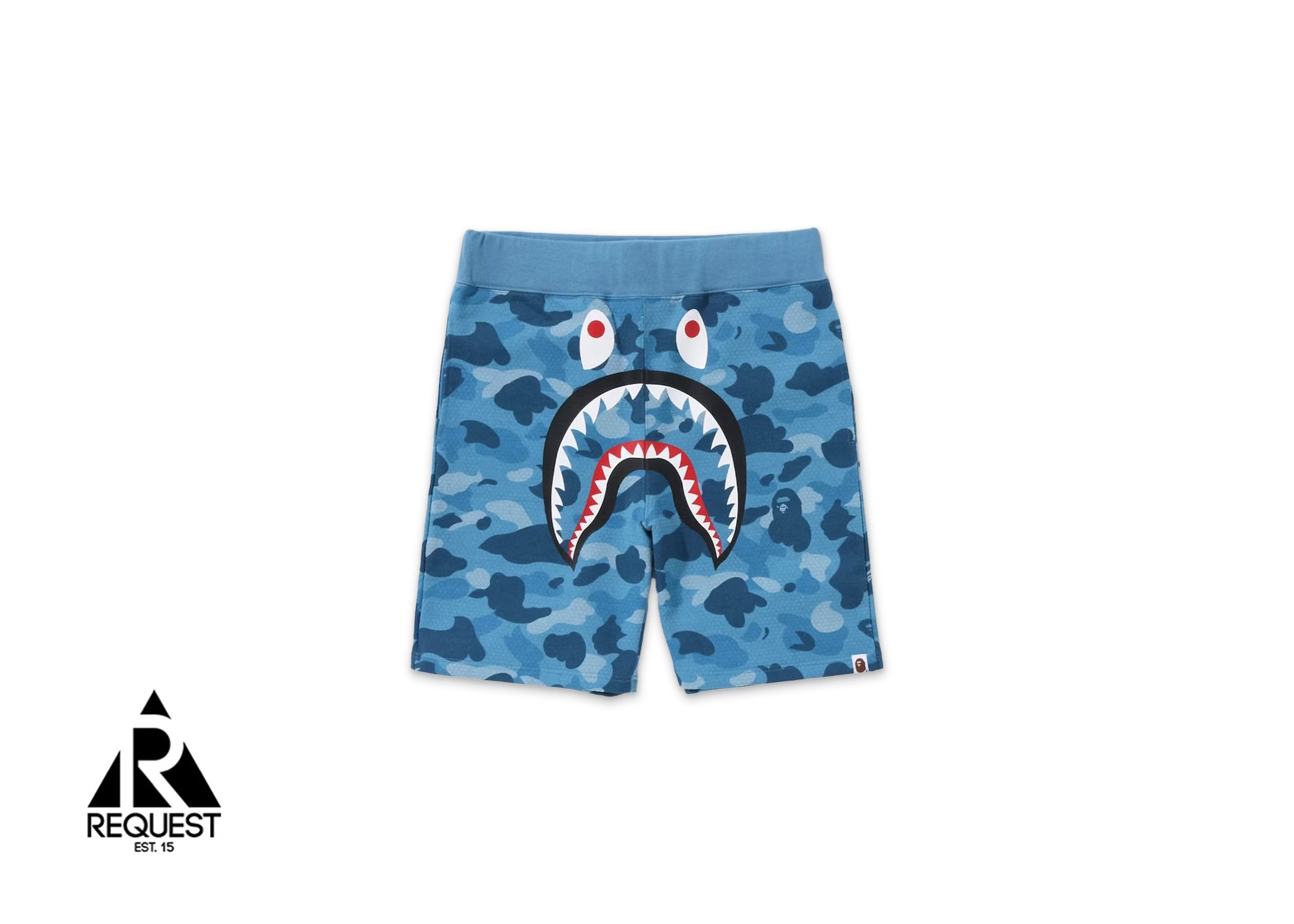 A Bathing Ape BAPE Honeycomb Camo Shark Sweat Shorts "Blue"