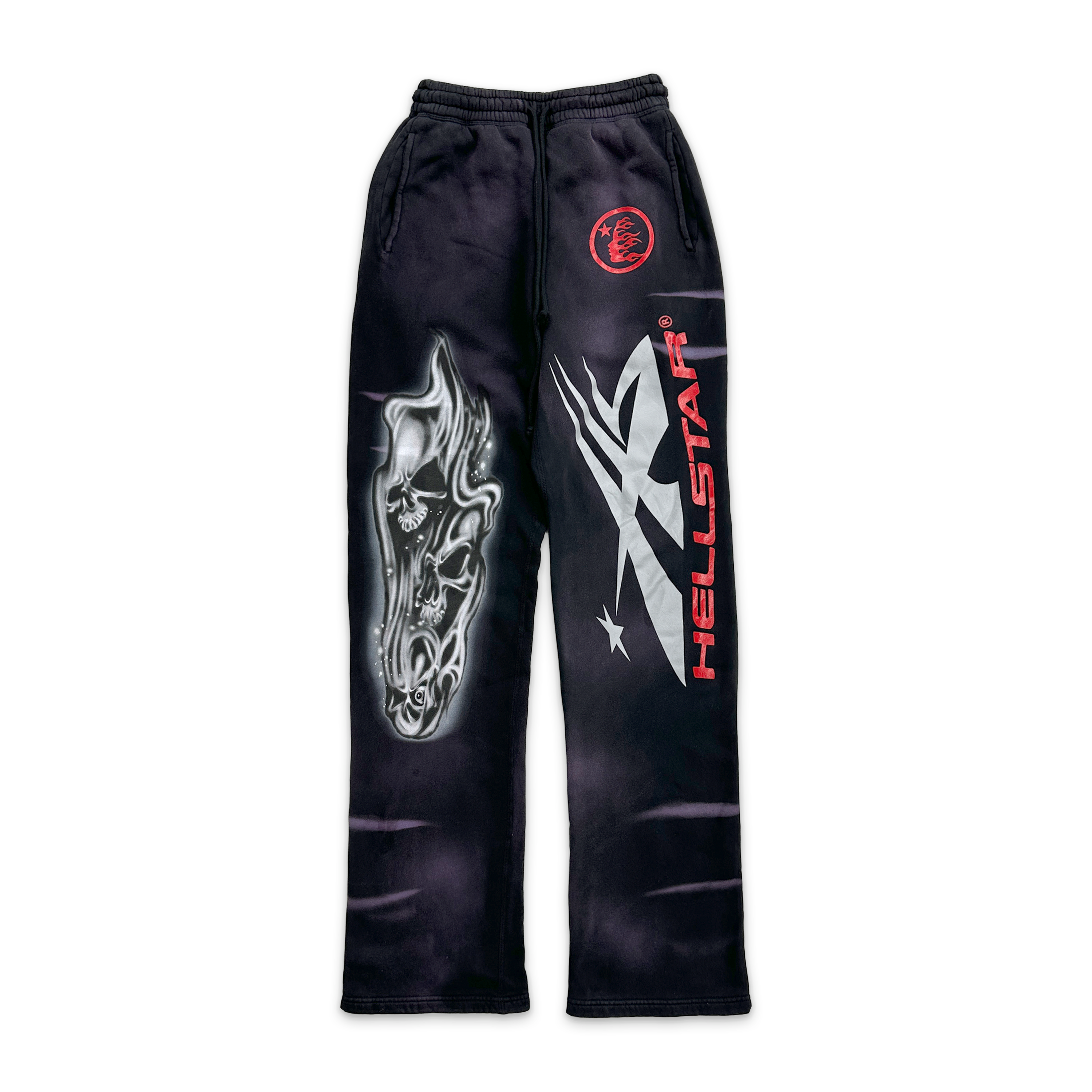 Airbrushed Skull Flare Sweatpants "Black"