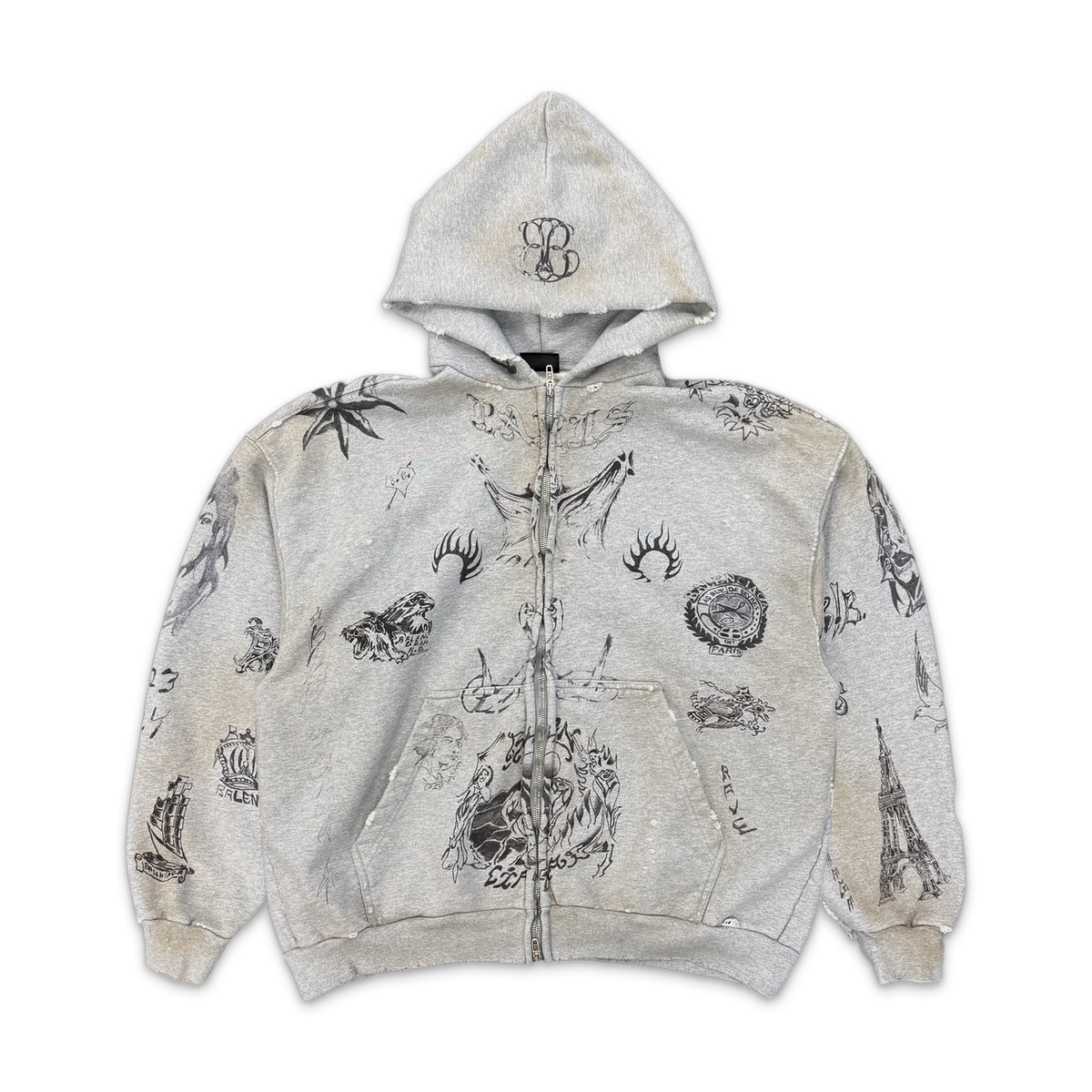 Tattoo Zip-Up Heavy Hoodie 