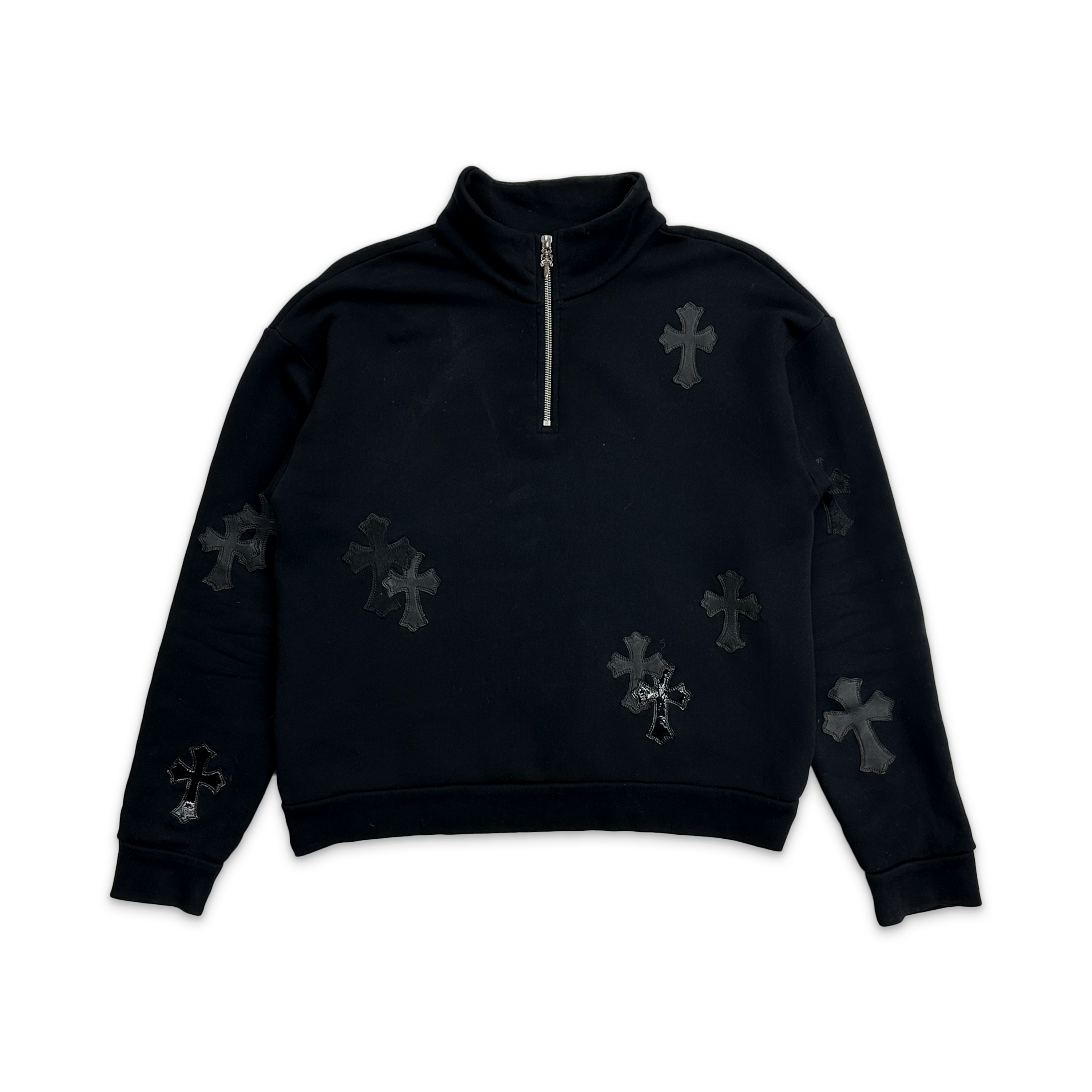 Cross Patch Quarter Zip Sweatshirt "Black"