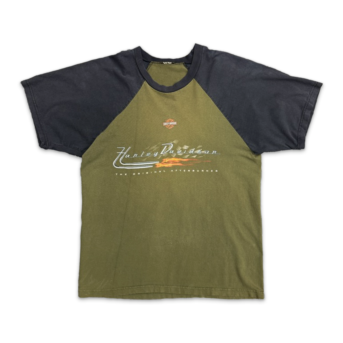 Harley Two Tone Raglan Tee "Olive/Black"
